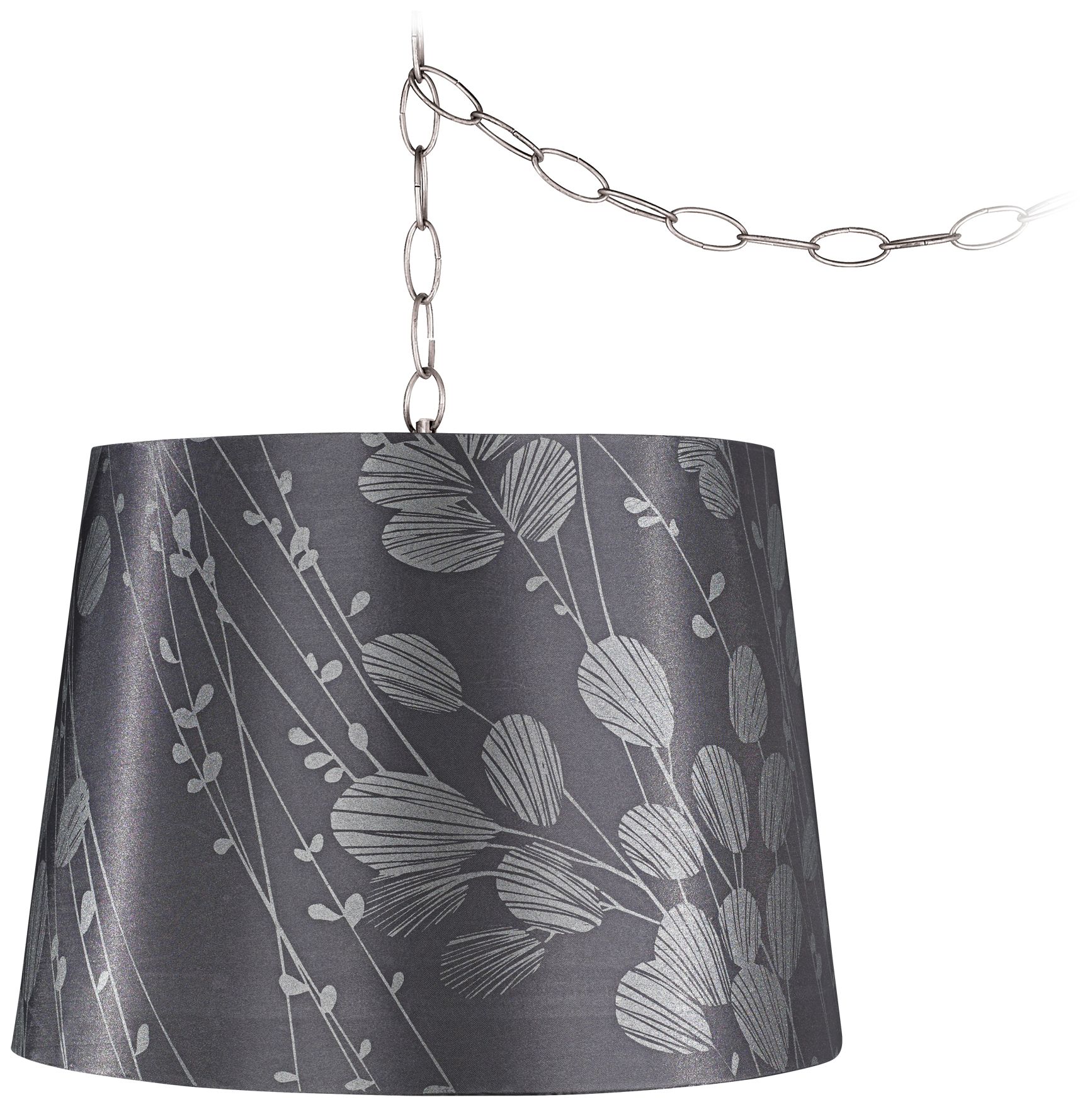 Silver Leaves 11 1/2" Wide Brushed Steel Plug-In Chandelier