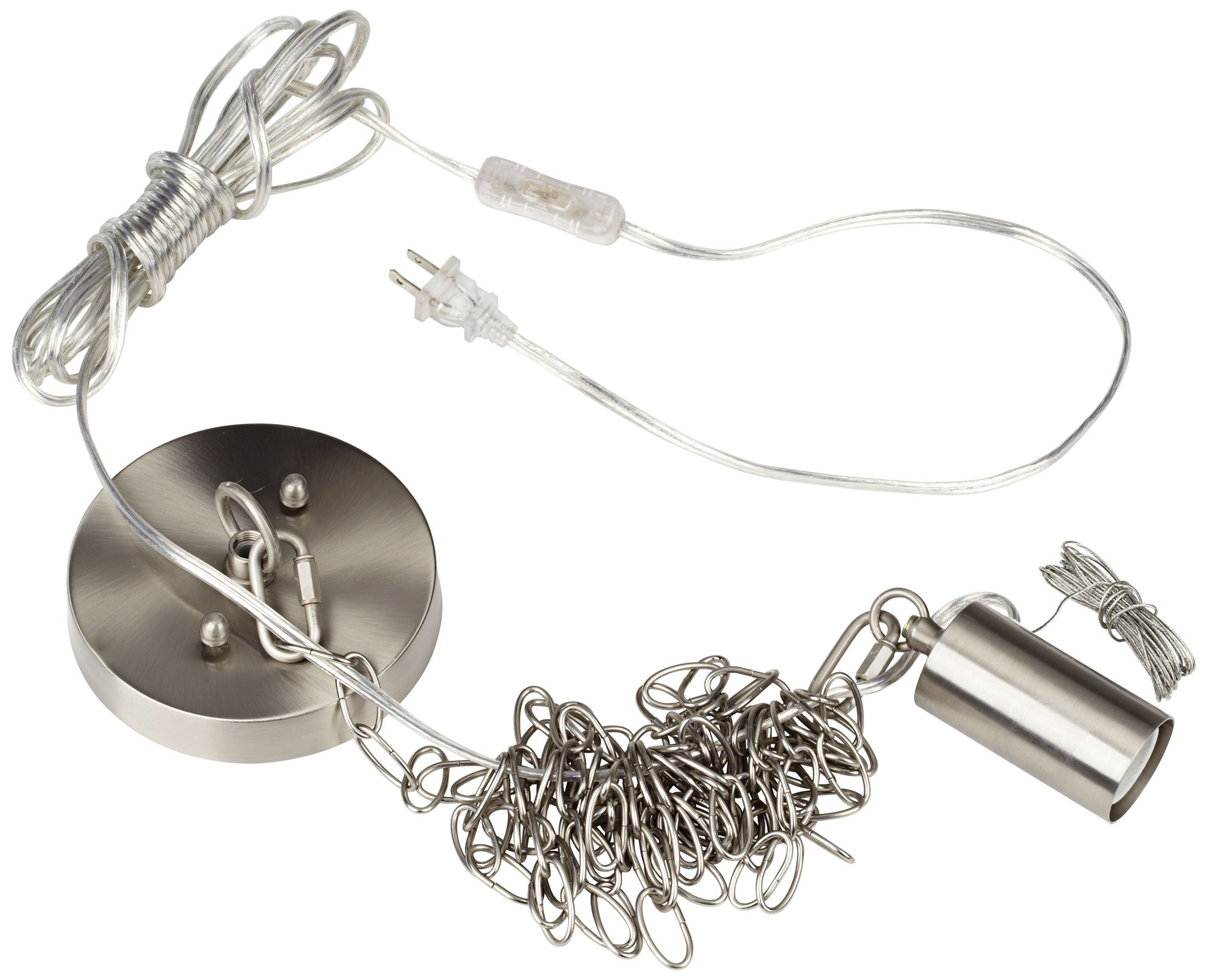 Brushed Steel Small Shade Swag - Plug-In DIY Chandelier