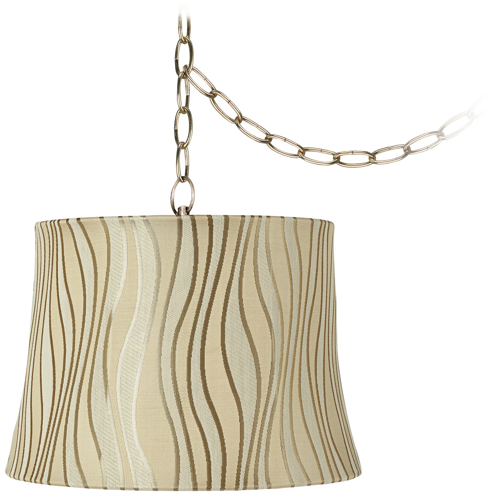 Curved Lines 12" Wide Antique Brass Plug-In Chandelier
