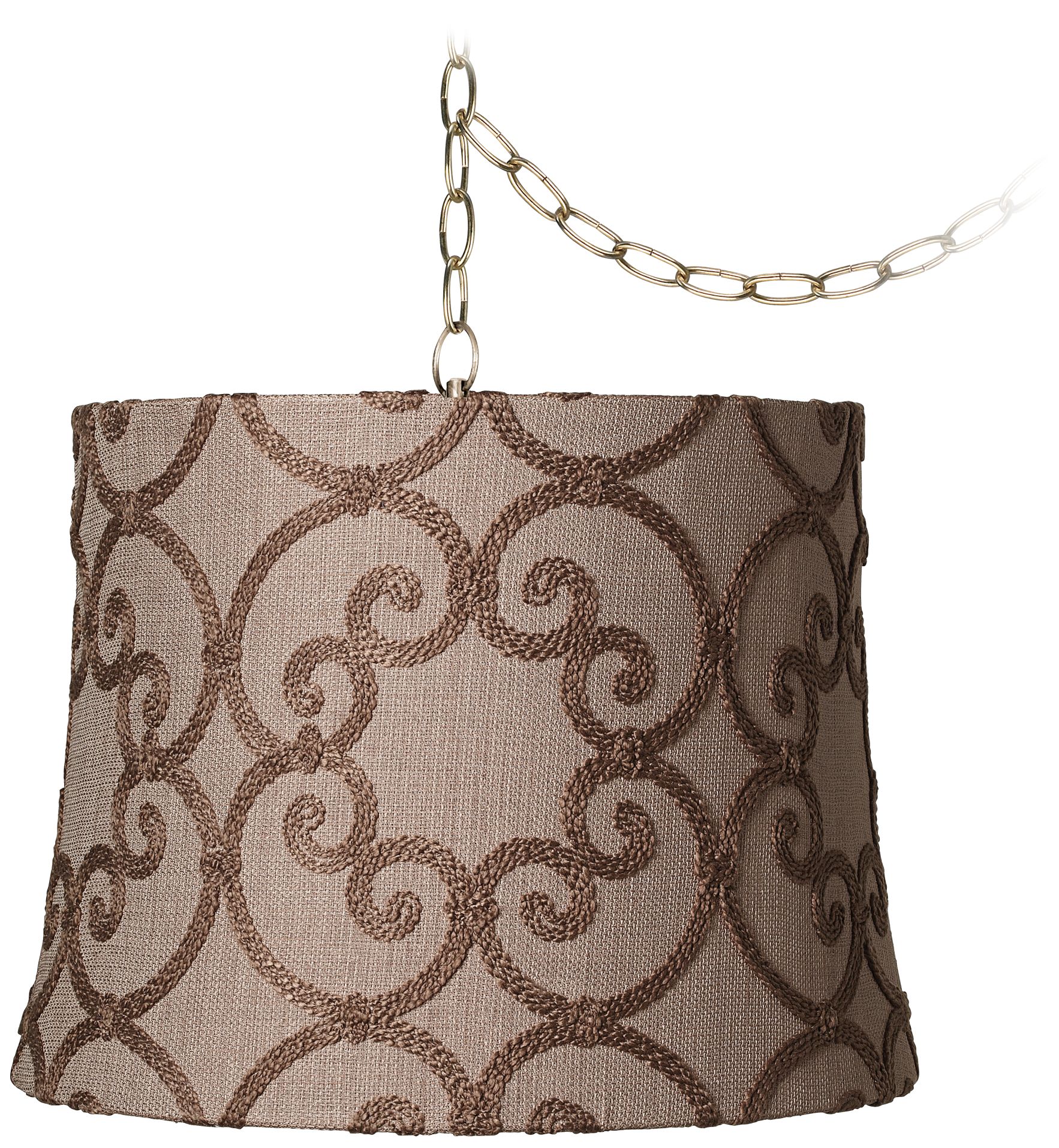 Leiden Taupe 12" Wide Antique Brass Plug-In Chandelier