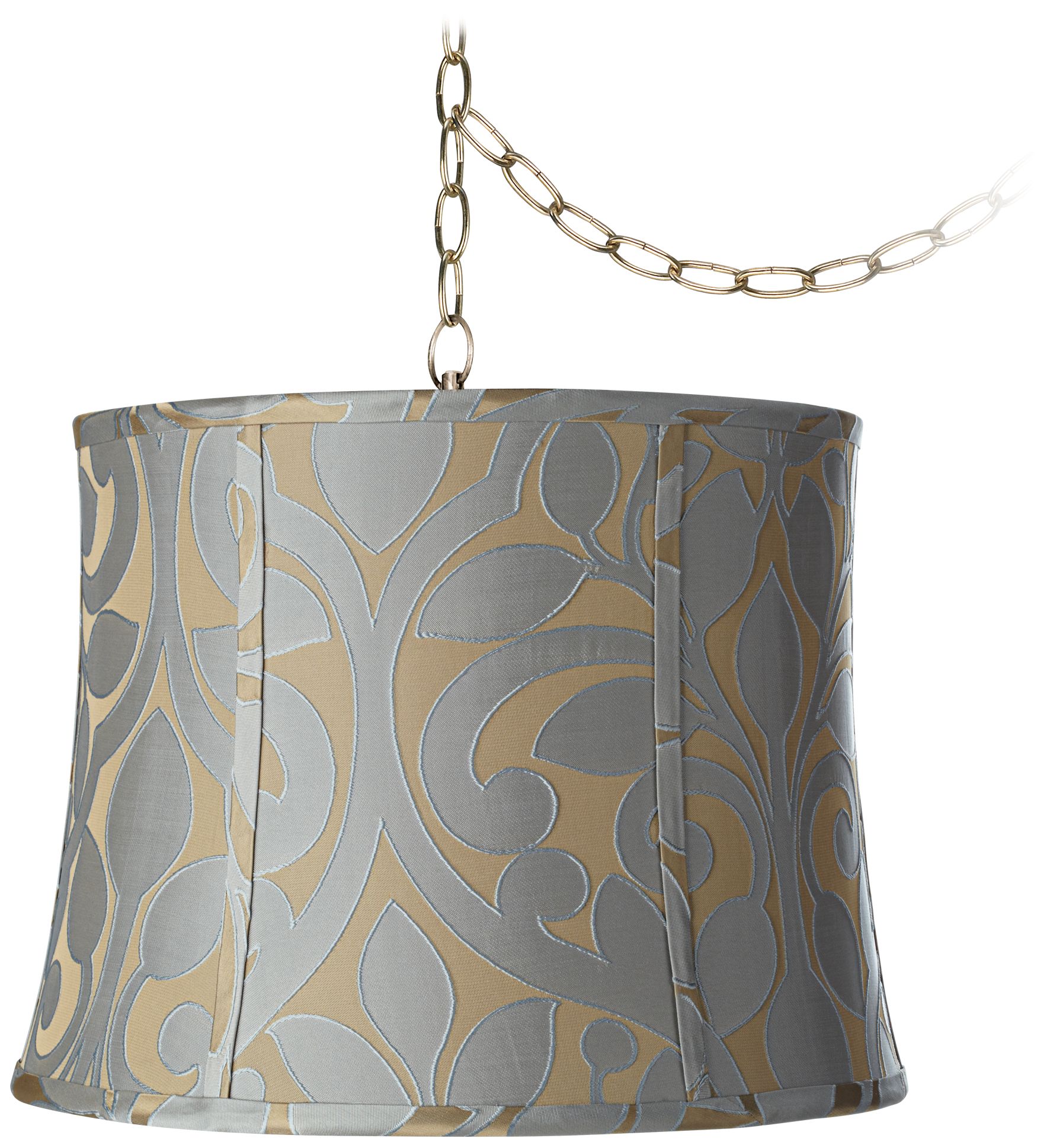 Lillian Floral 14" Wide Antique Brass Plug-In Chandelier