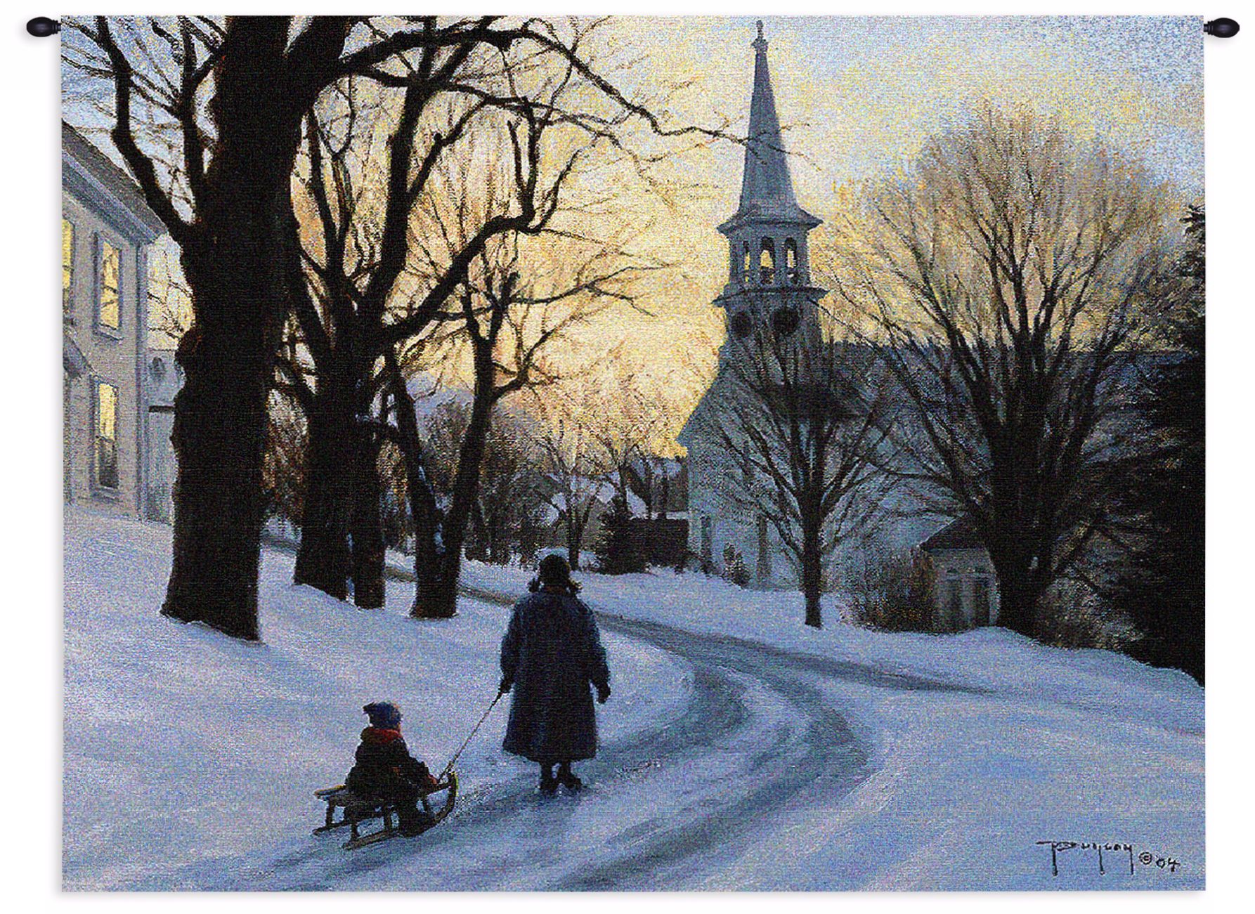 Winters Eve Tapestry with Hanging Rod