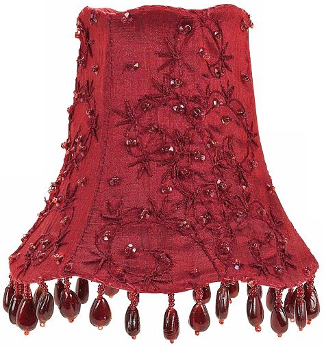 Red Embroidered Silk Shade 3x5x4.25 (Clip-On)
