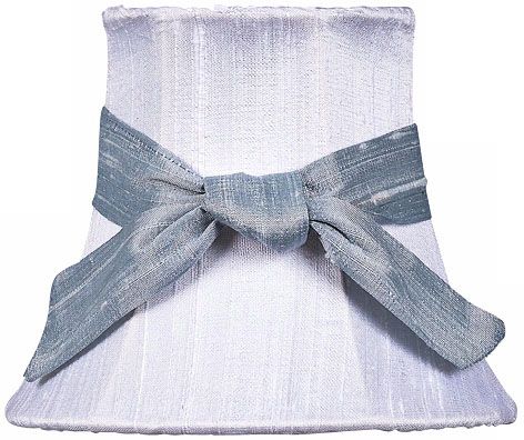 White Silk Shade with Blue Sash 3x5x4.25 (Clip-On)