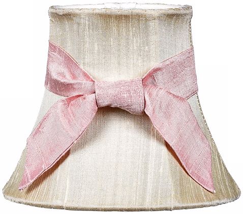 Ivory Silk Shade with Pink Sash 3x5x4.25 (Clip-On)