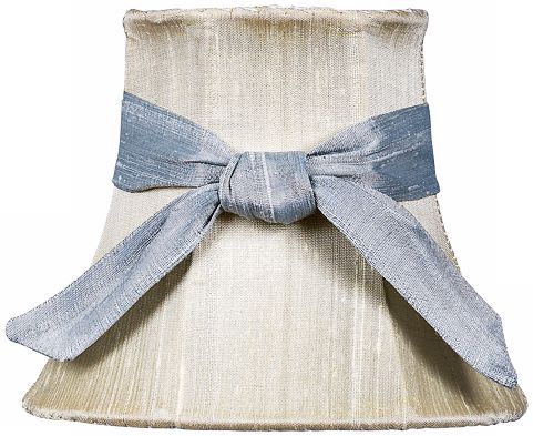 Ivory Silk Shade with Blue Sash 3x5x4.25 (Clip-On)