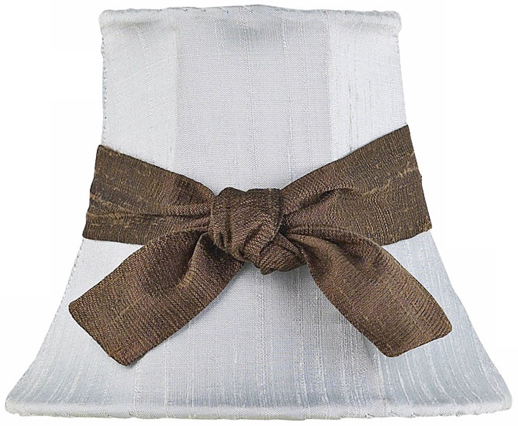 Blue Silk Shade with Brown Sash 3x5x4.25 (Clip-On)