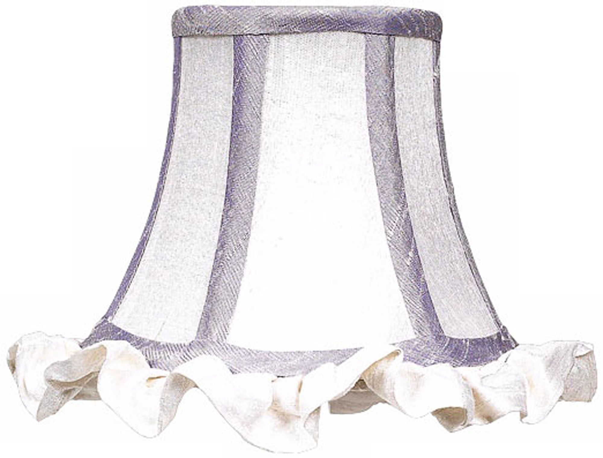 White Silk Shade with Ruffled Trim 3x5x4.25 (Clip-On)