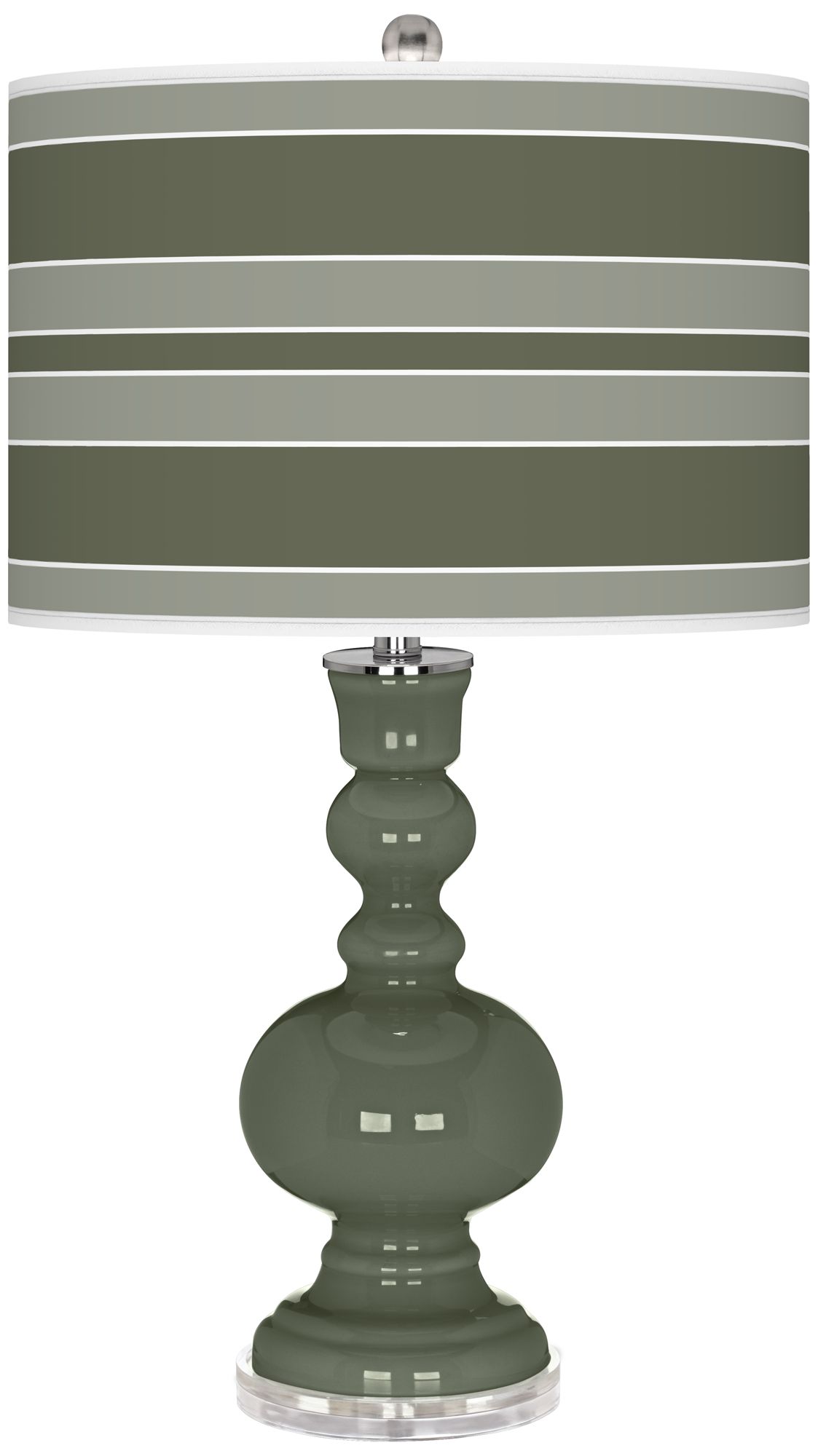 Deep Lichen Green Bold Stripe Apothecary Table Lamp