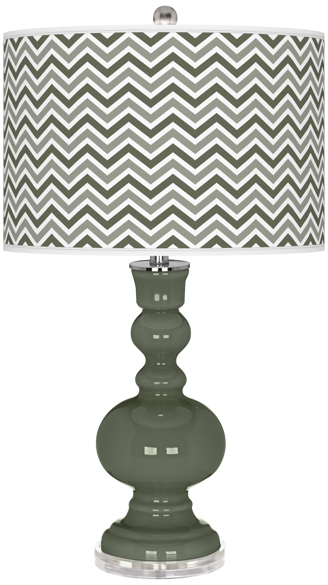 Deep Lichen Green Narrow Zig Zag Apothecary Table Lamp