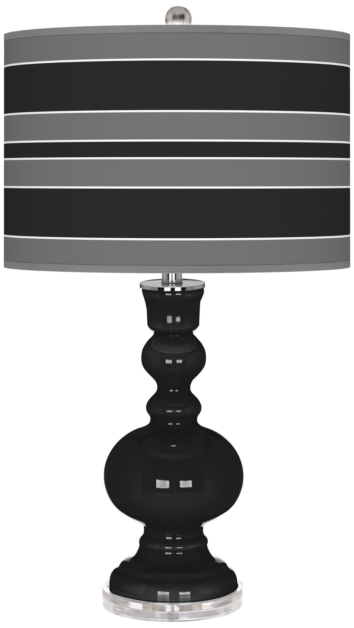 Tricorn Black Bold Stripe Apothecary Table Lamp