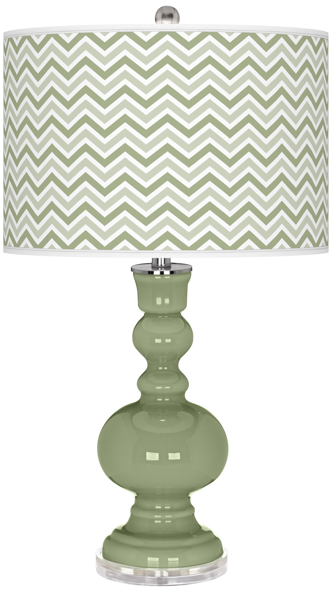 Majolica Green Narrow Zig Zag Apothecary Table Lamp