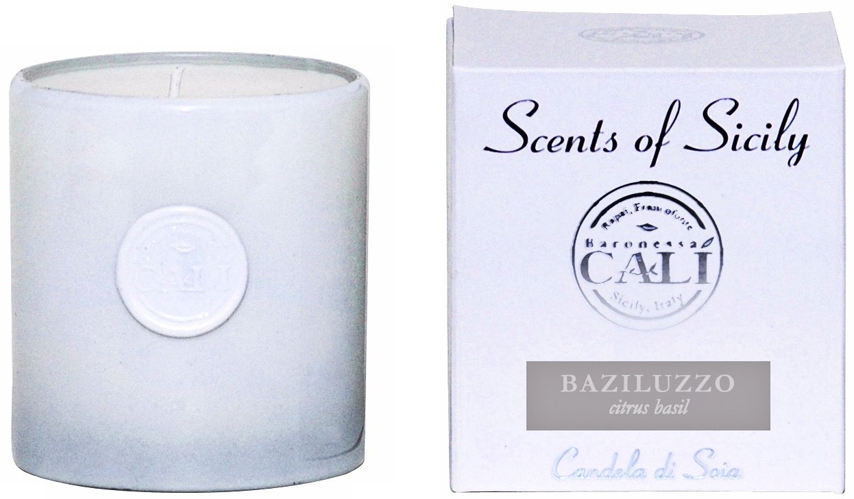 Scents of Sicily Basiluzzo Citrus Basil White Soy Candle