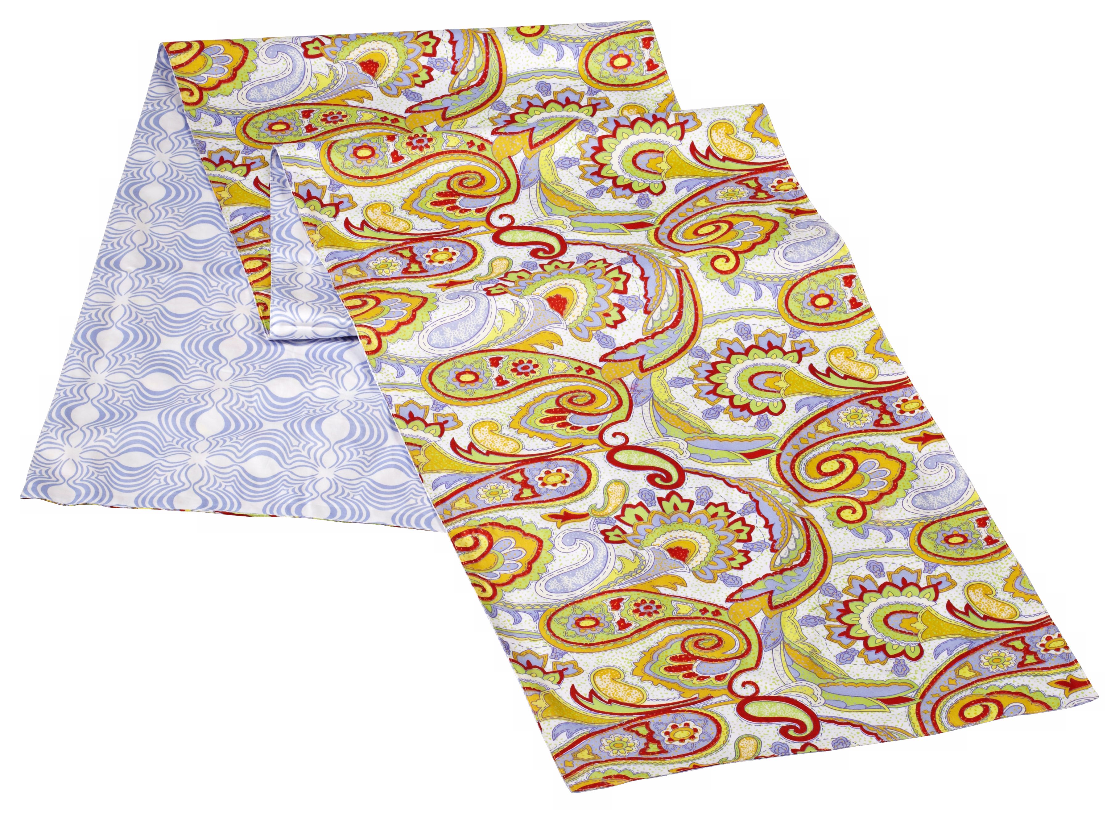 Reversible Paisley/Geometric Pattern King Bed Runner
