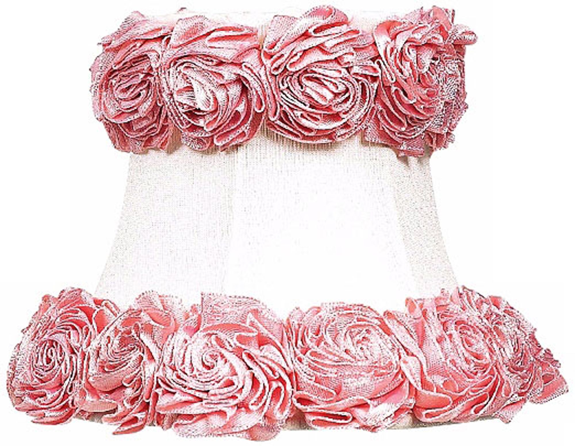 White Floral Shade with Pink Roses 4x6x4.25 (Clip-On)