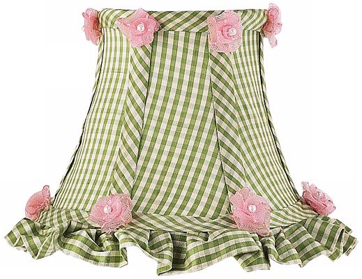 Green Checkered and Ruffled Silk Shade 3x5x4.25 (Clip-On)