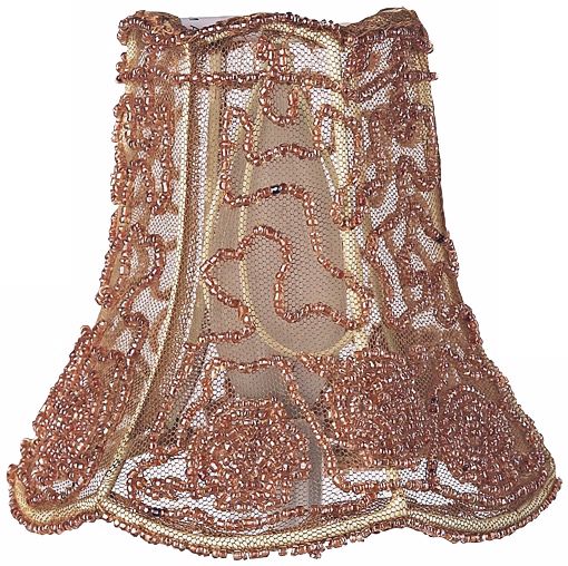 Taupe Beaded Floral Tulle Shade 2.75x5x4.75 (Clip-On)