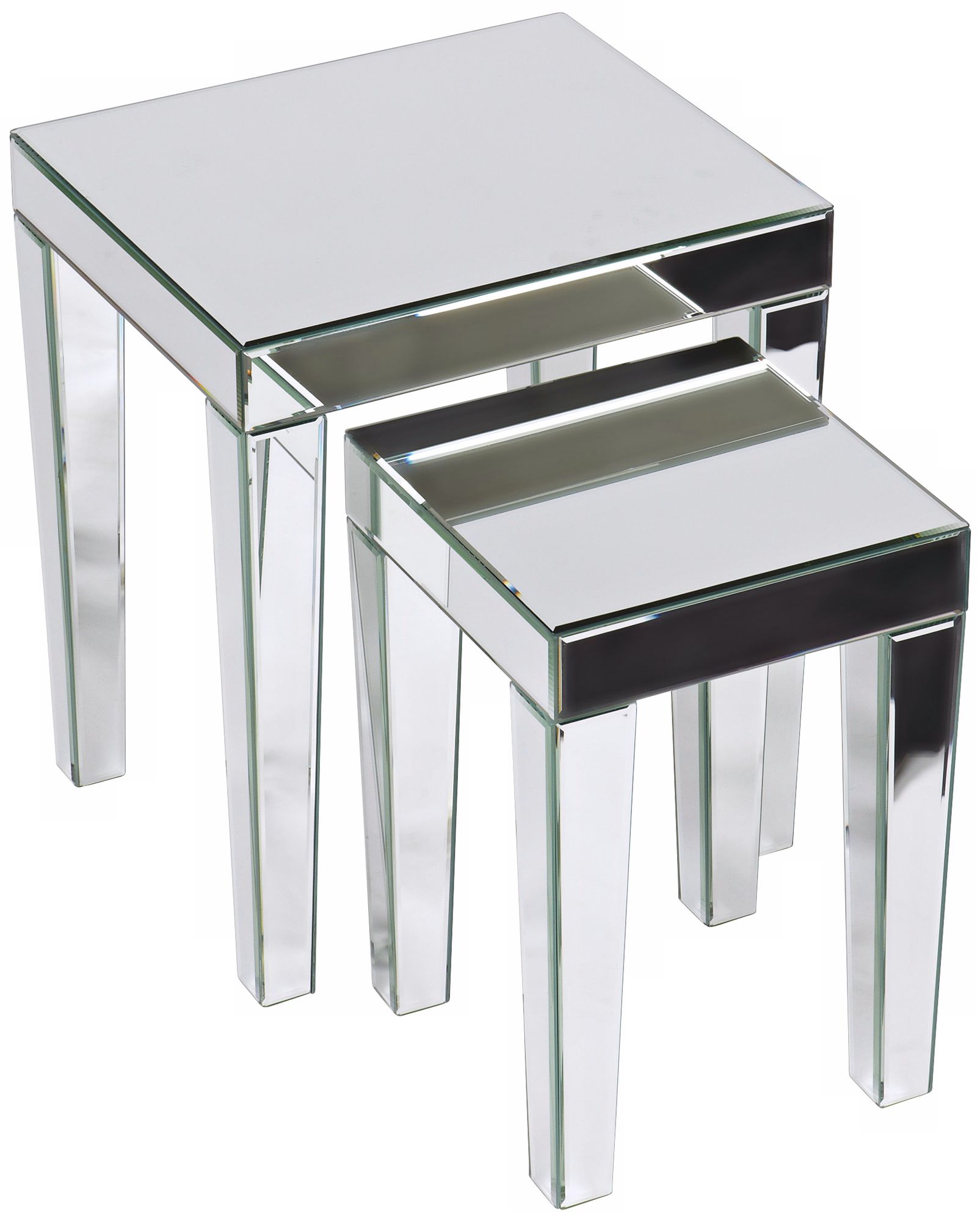 Reflections Set of 2 Silver Mirror Nesting Tables