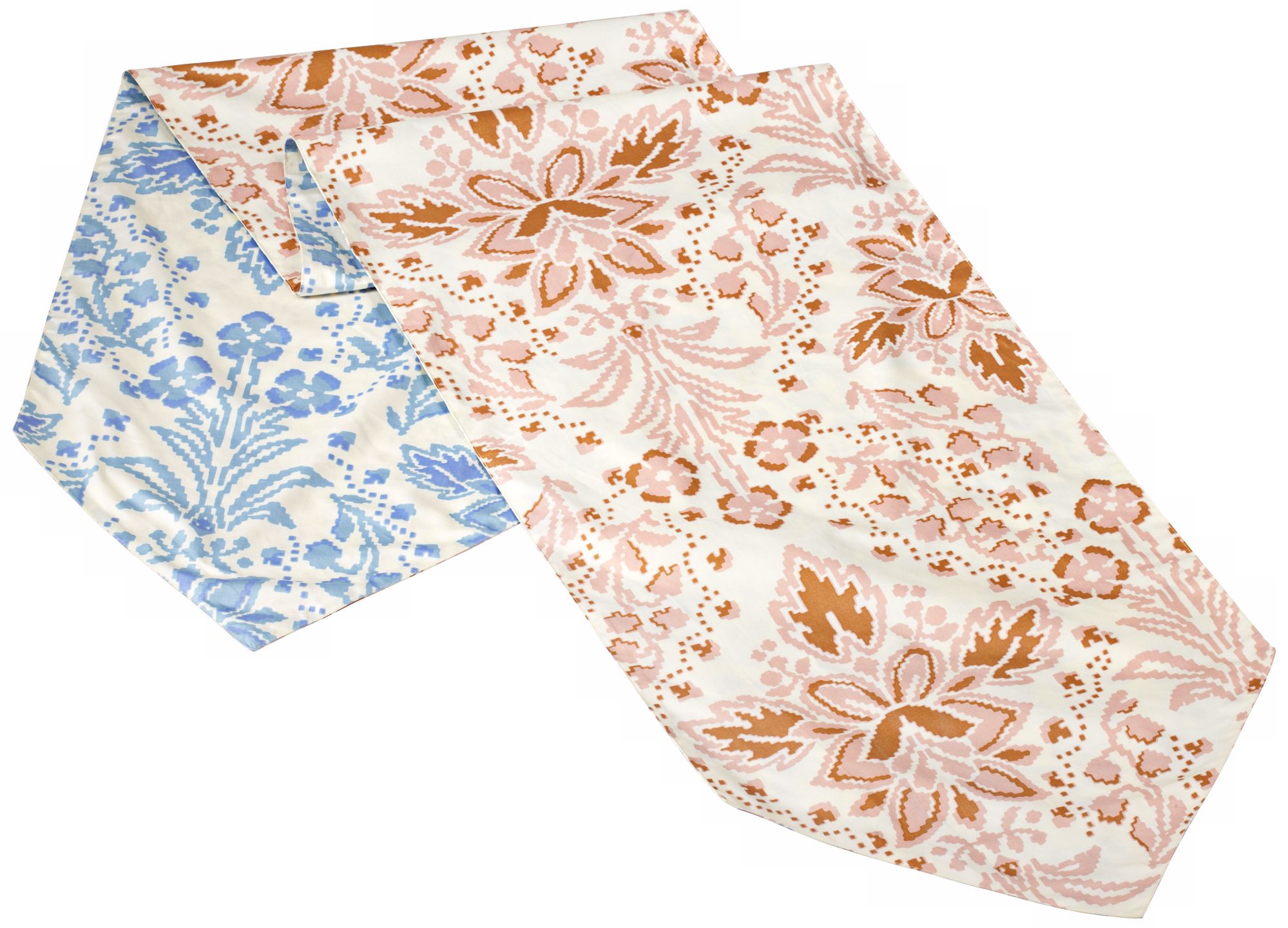 Marilyn Reversible Blue - Pink Floral Queen Bed Runner