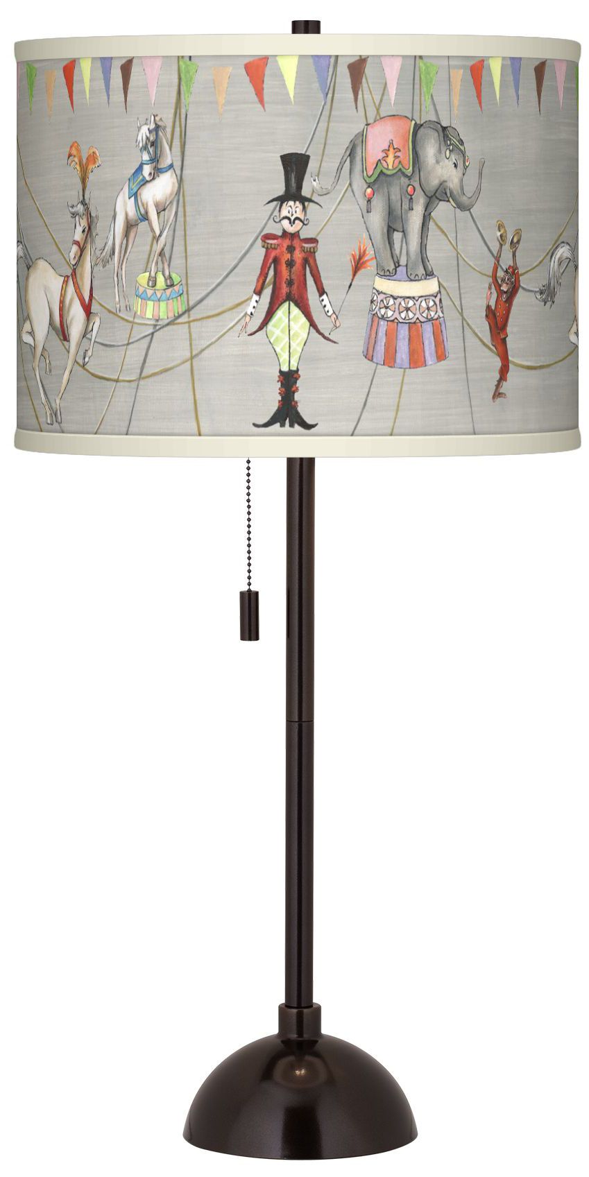 Circus Time Giclee Glow Tiger Bronze Club Table Lamp