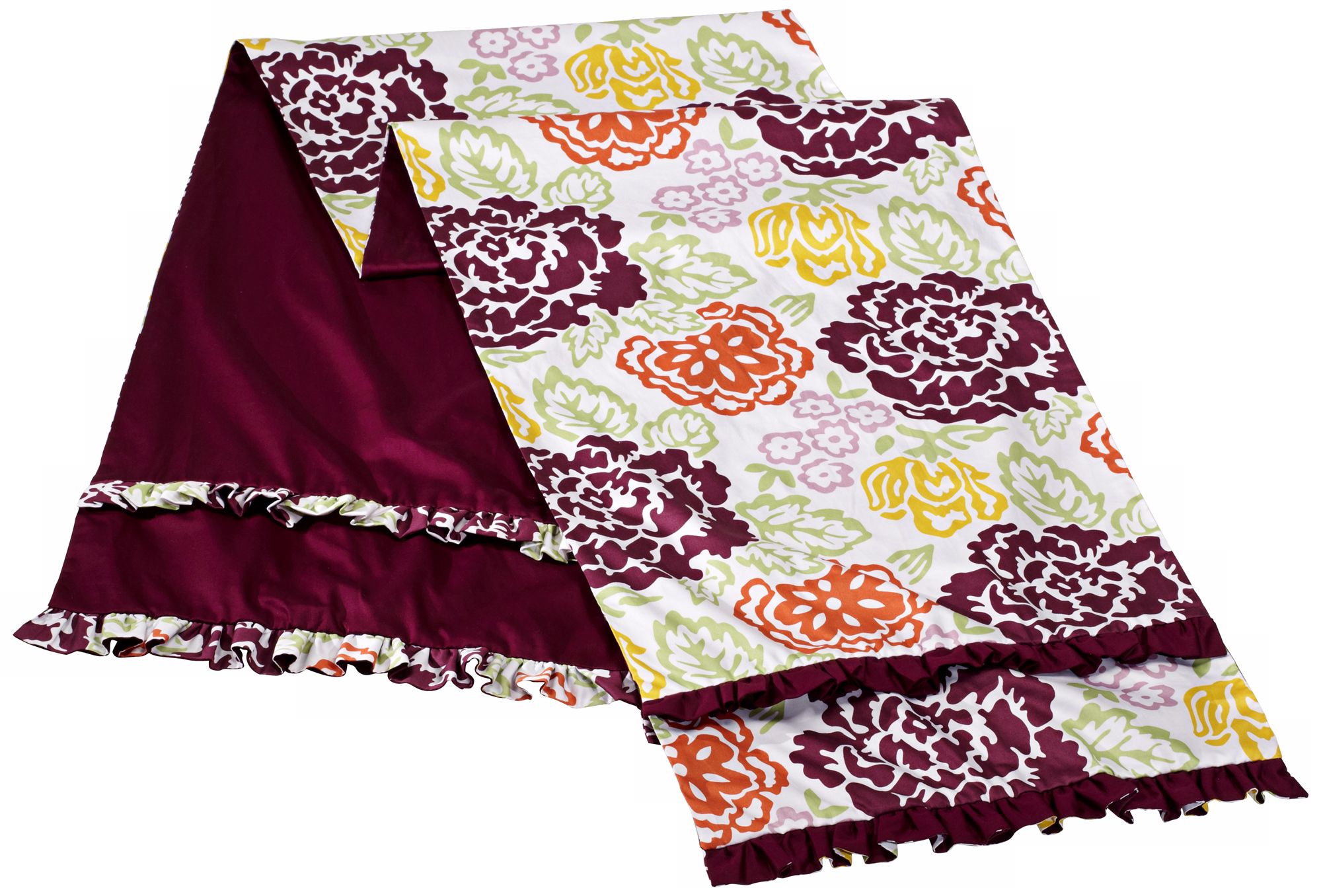 Emma Floral/Purple Reversible Queen Bed Runner