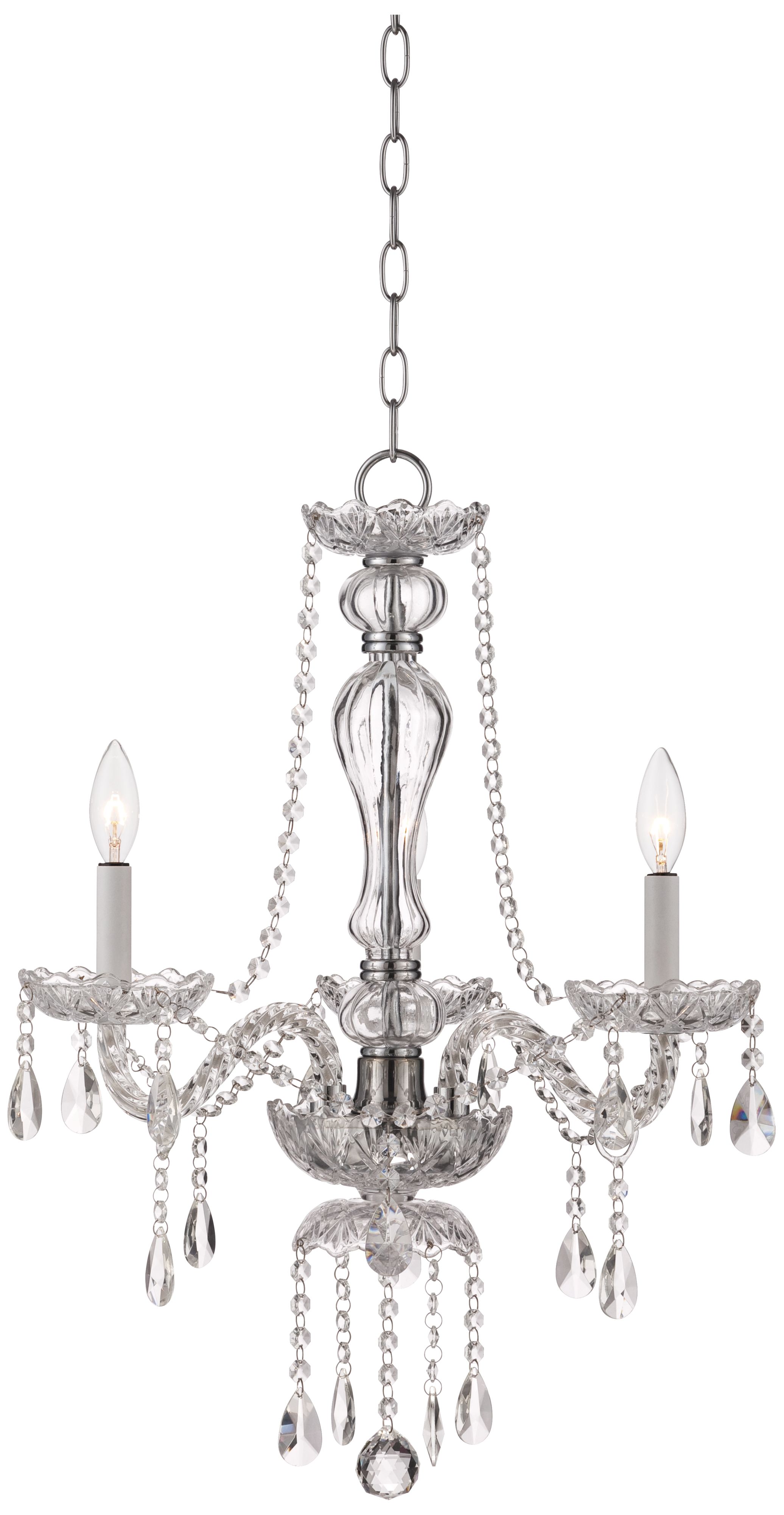 Vespa Chrome 20" Wide 3-Light Crystal Chandelier