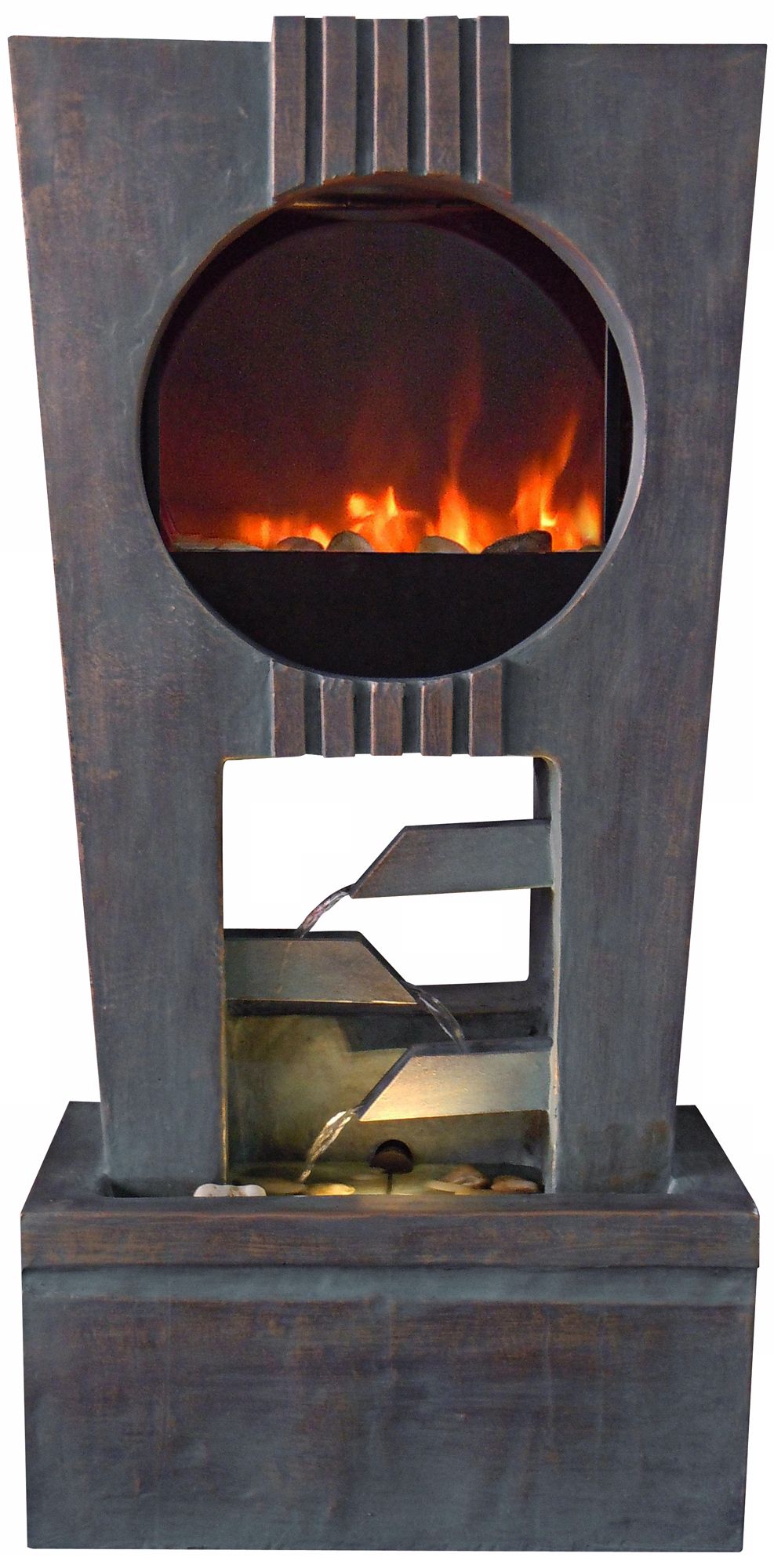 Cascading Outdoor LED Fireplace Fountain