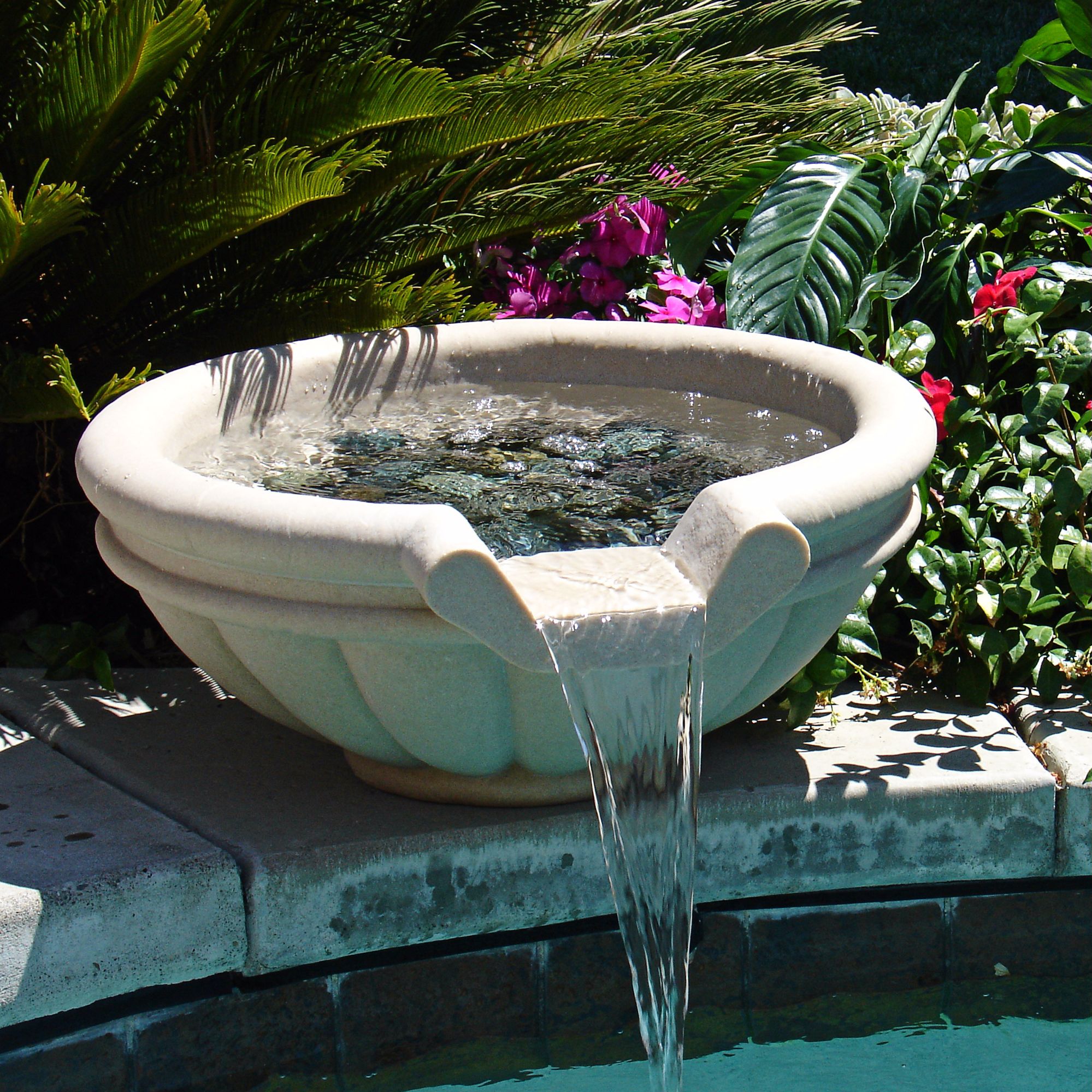 36" Sandstone Round Stone Outdoor Fountain