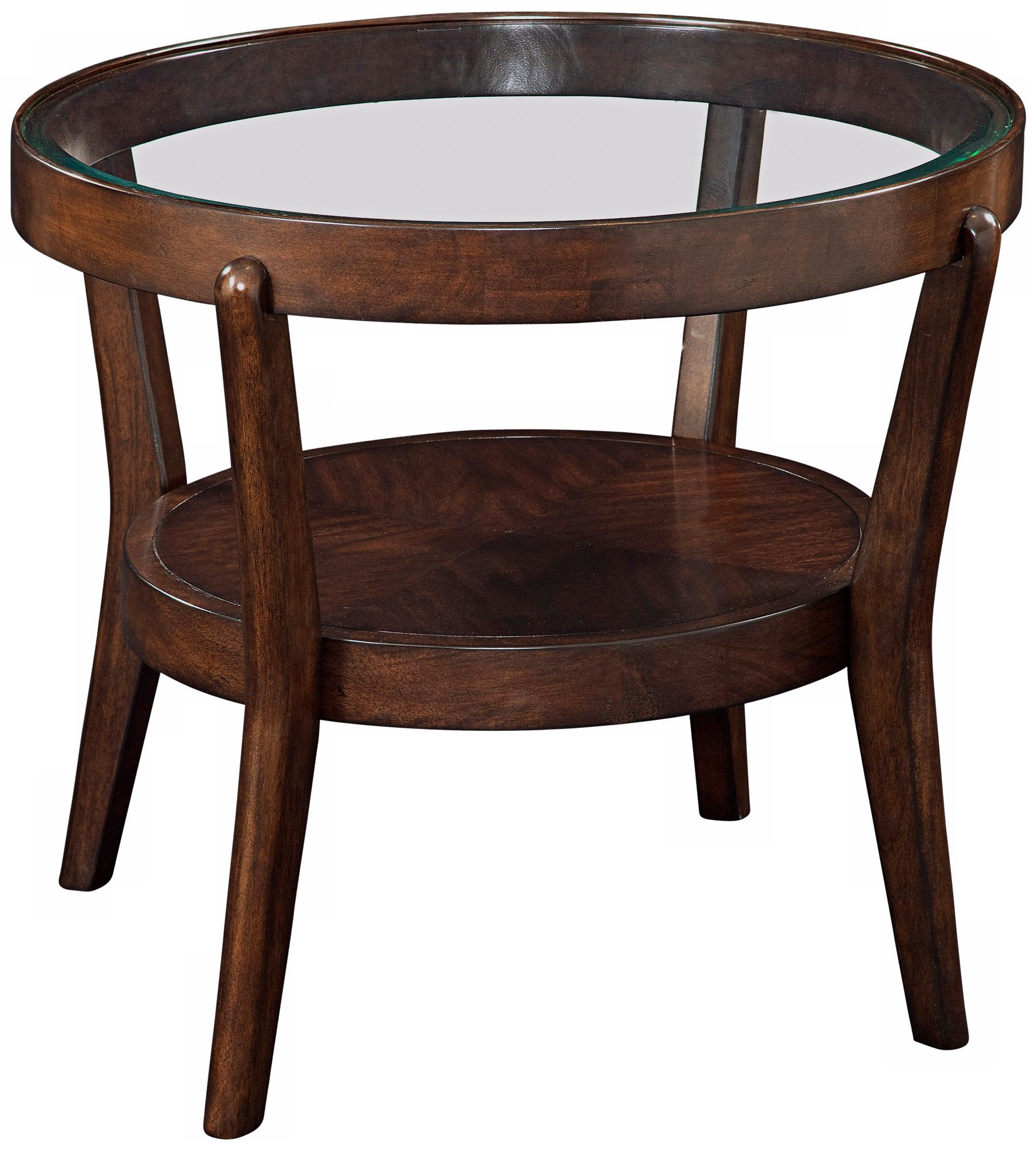Priazzo Round Walnut and Glass End Table