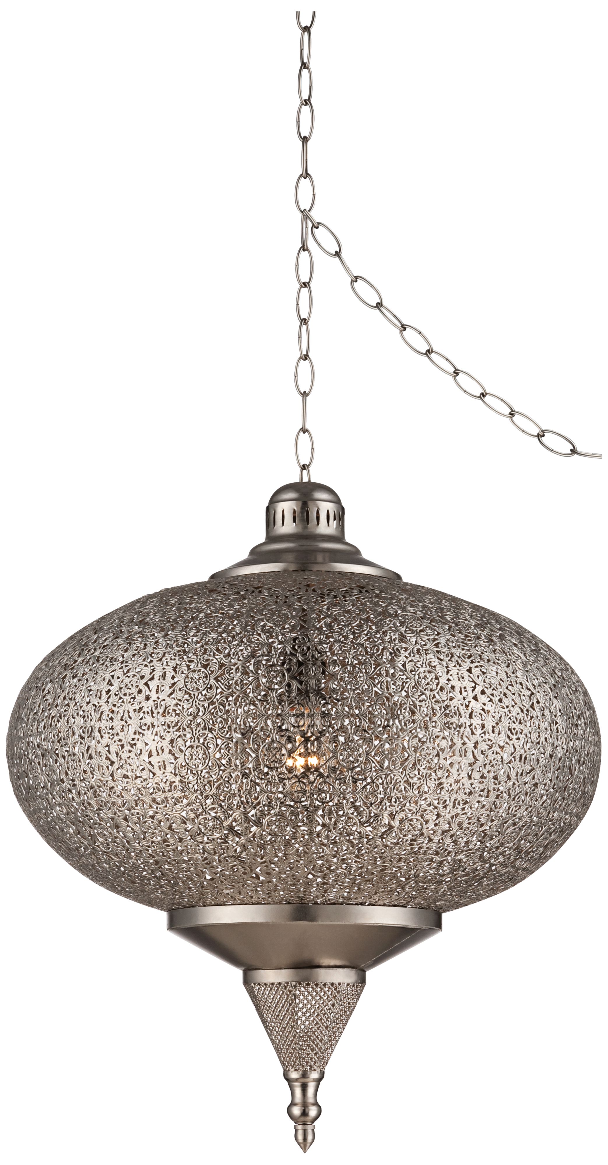 Zaida 23" High Moroccan Pewter Plug-In Swag Pendant