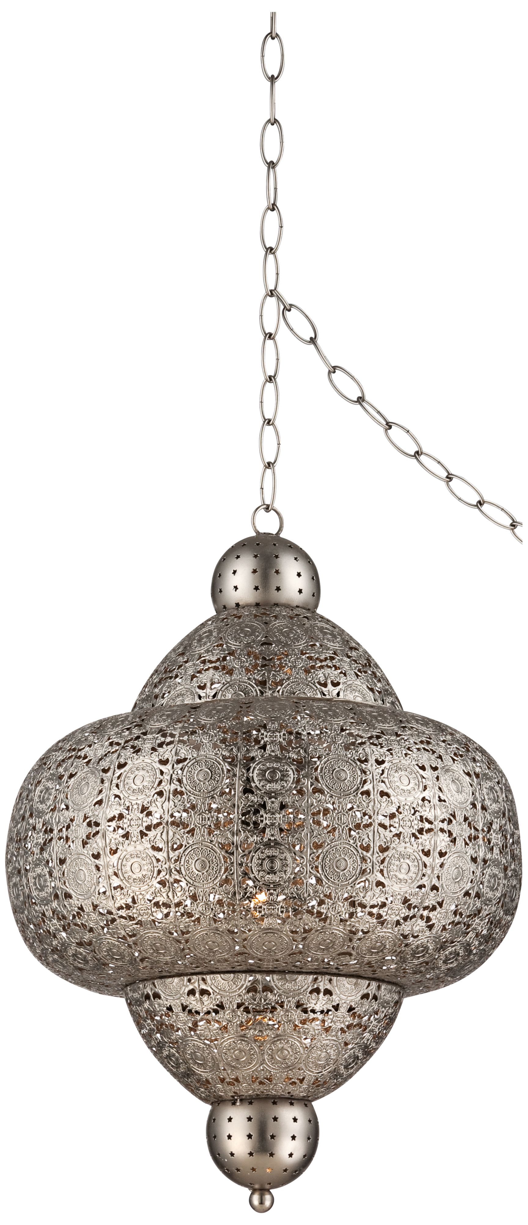 Zaida 20" High Moroccan Pewter Plug-In Swag Pendant