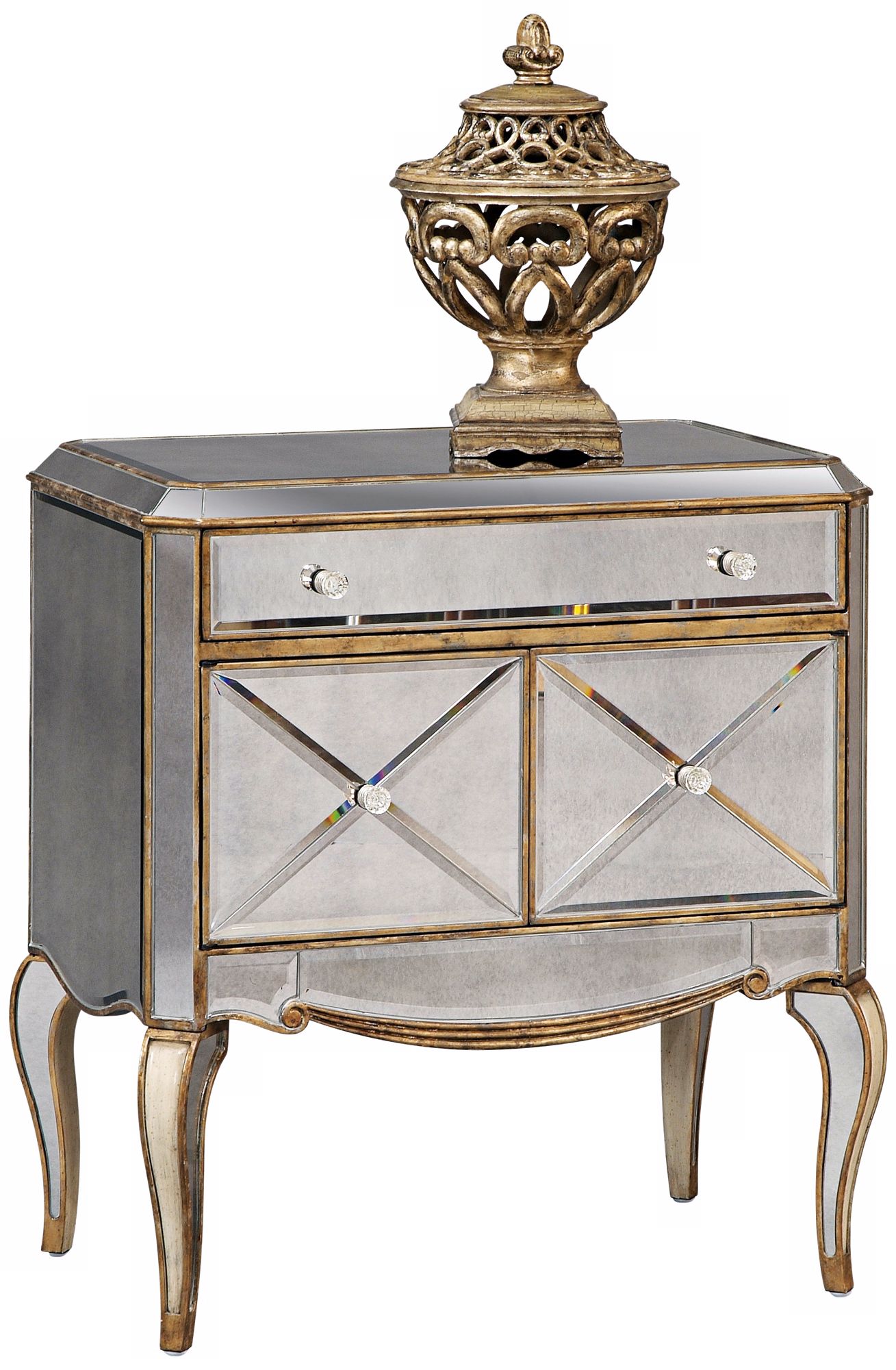 Collette Mirrored Cabriole Leg Chairside Chest