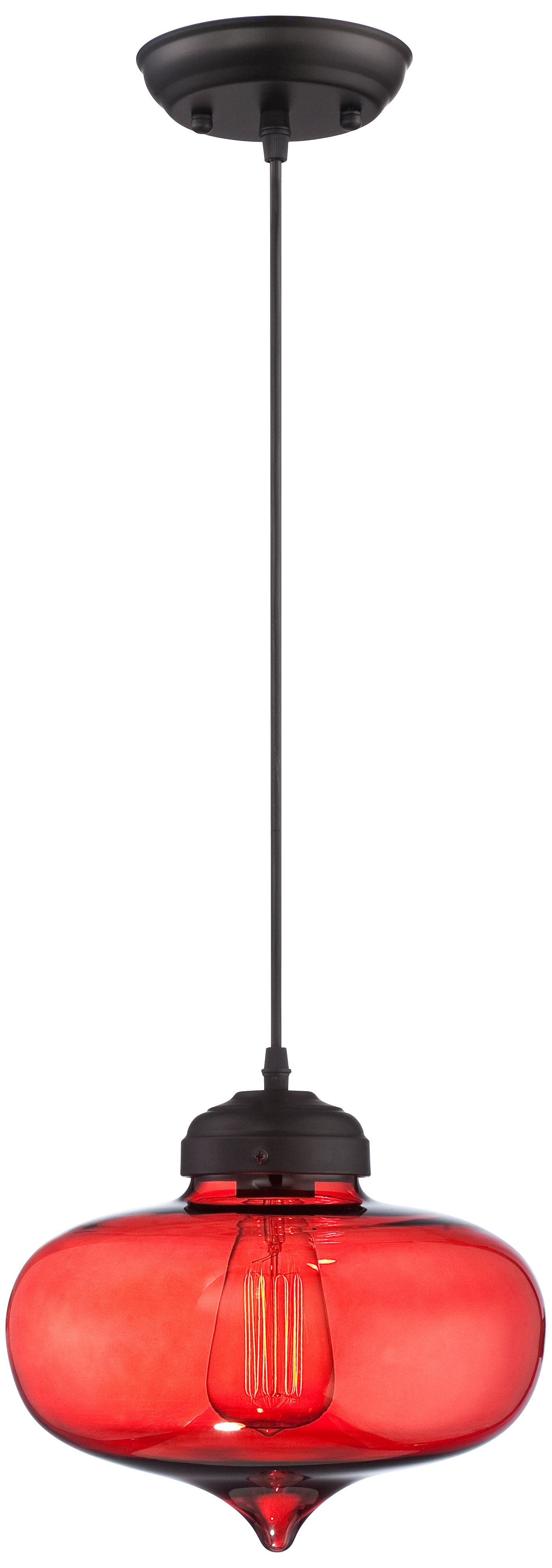 Possini Euro Darby 10 1/2" Wide Red Glass Pendant Light