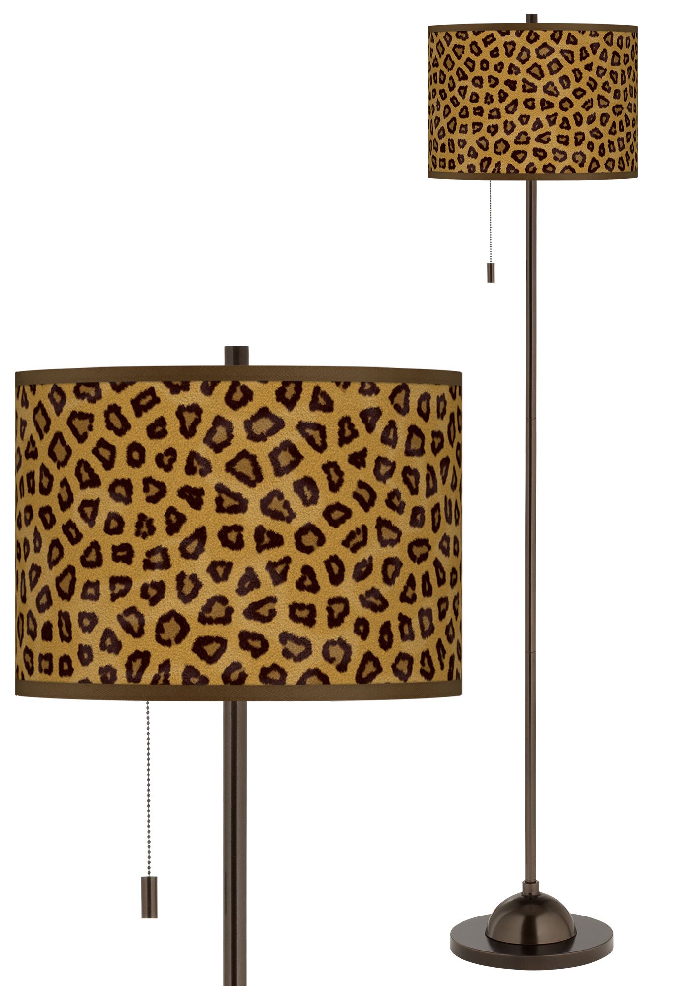 Safari Cheetah Giclee Glow Bronze Club Floor Lamp