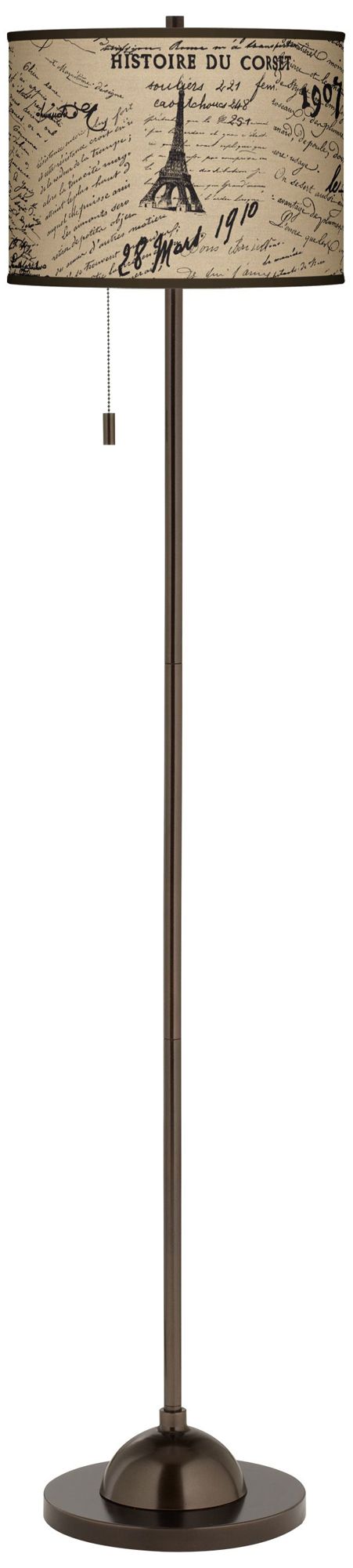 Letters to Paris Linen Giclee Glow Bronze Club Floor Lamp