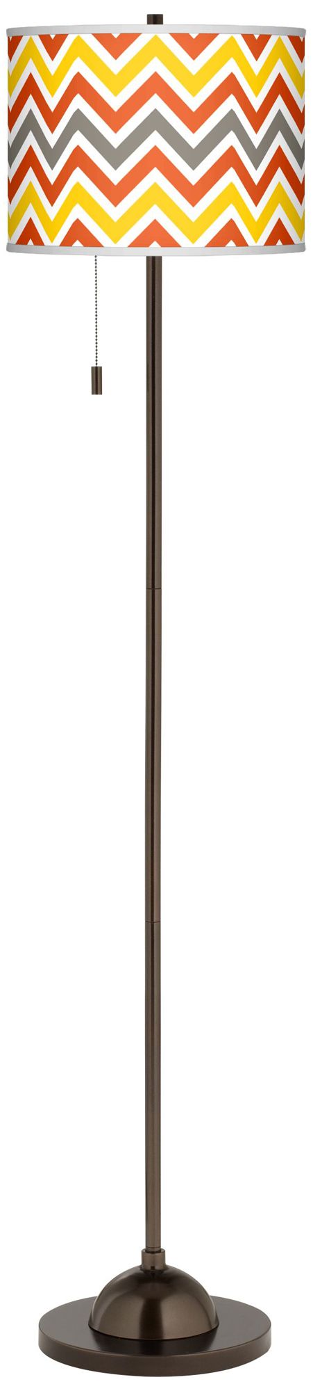 Flame Zig Zag Giclee Glow Bronze Club Floor Lamp
