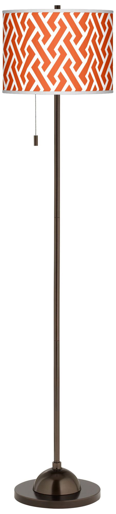 Red Brick Weave Giclee Glow Bronze Club Floor Lamp