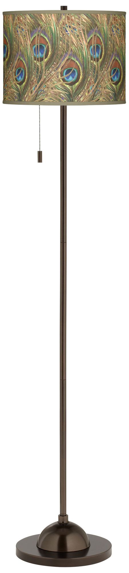 Iridescent Feather Giclee Glow Bronze Club Floor Lamp
