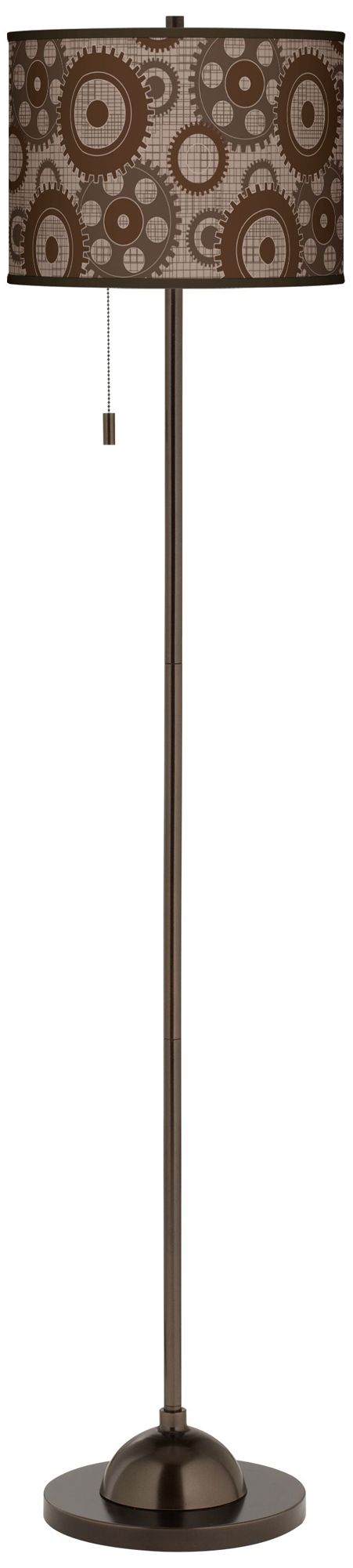 Industrial Gears Giclee Glow Bronze Club Floor Lamp