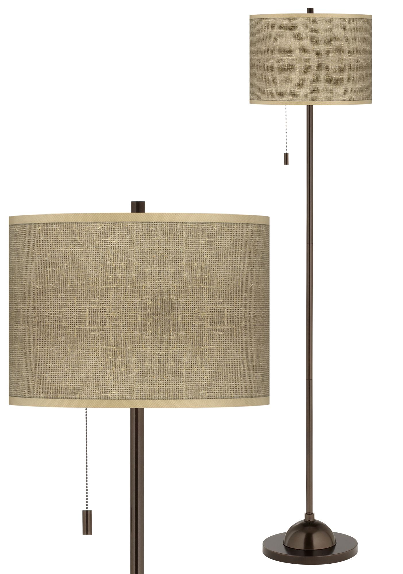 Burlap Print Giclee Glow Bronze Club Floor Lamp