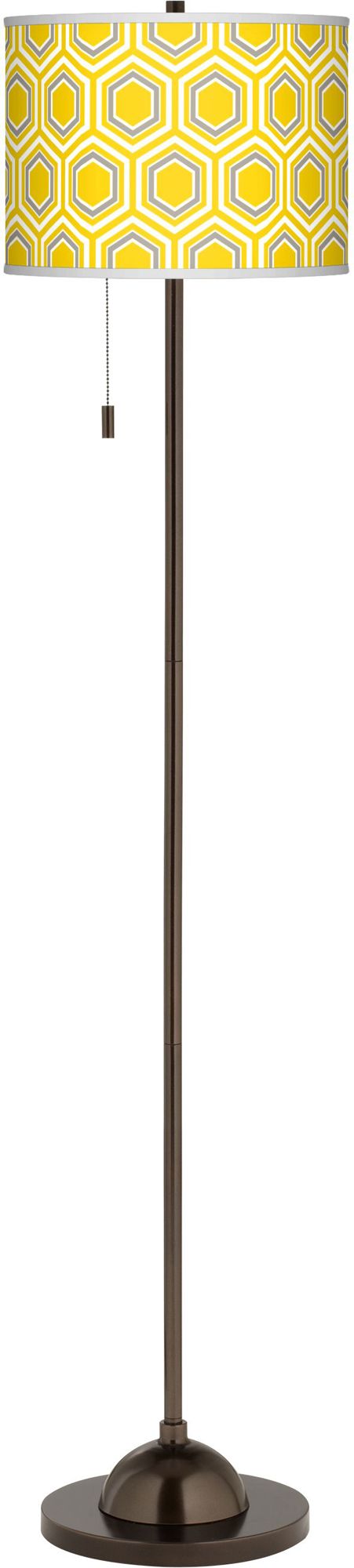 Honeycomb Giclee Glow Bronze Club Floor Lamp