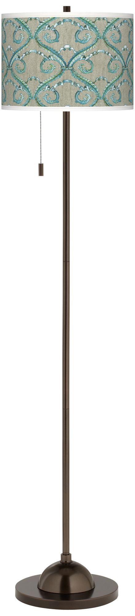 Orleans Blue Giclee Glow Bronze Club Floor Lamp