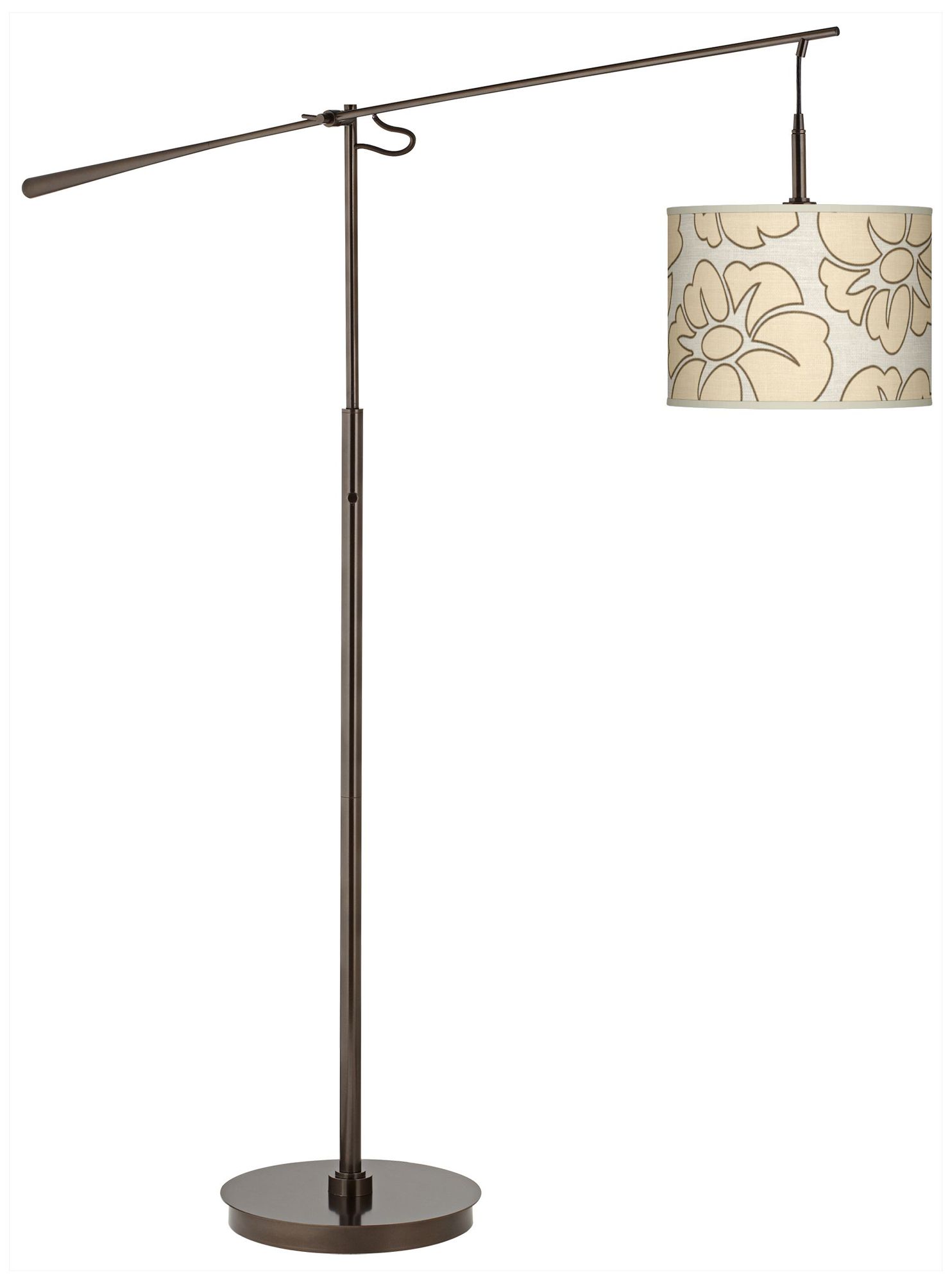 Floral Blue Silhouette Bronze Balance Arm Floor Lamp