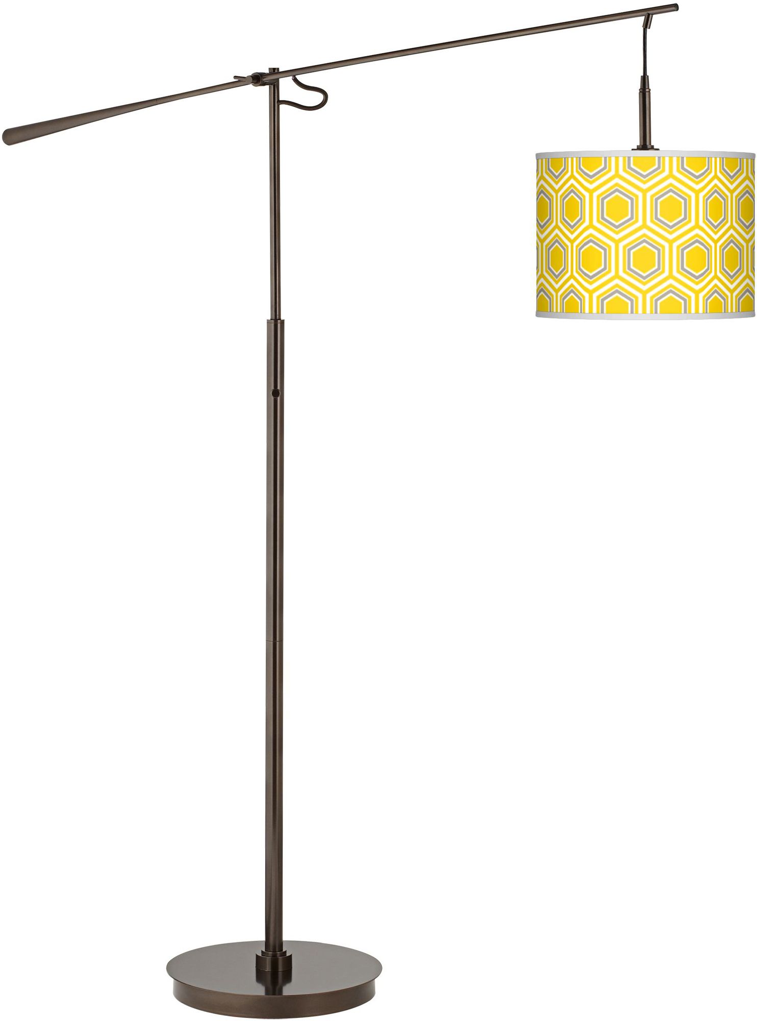Honeycomb Giclee Glow Bronze Balance Arm Floor Lamp
