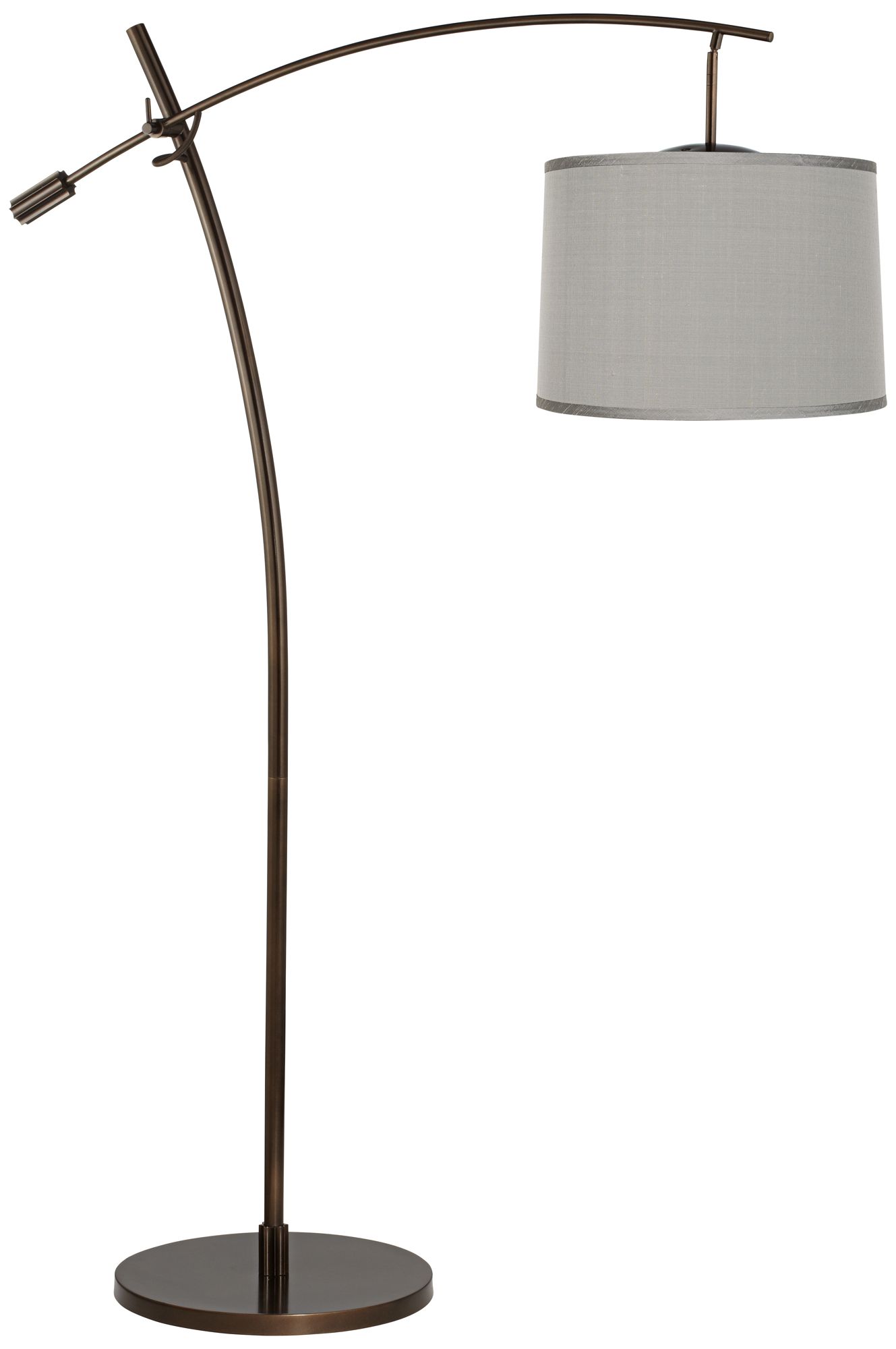 Tara Platinum Gray Dupioni Balance Arm Arc Floor Lamp