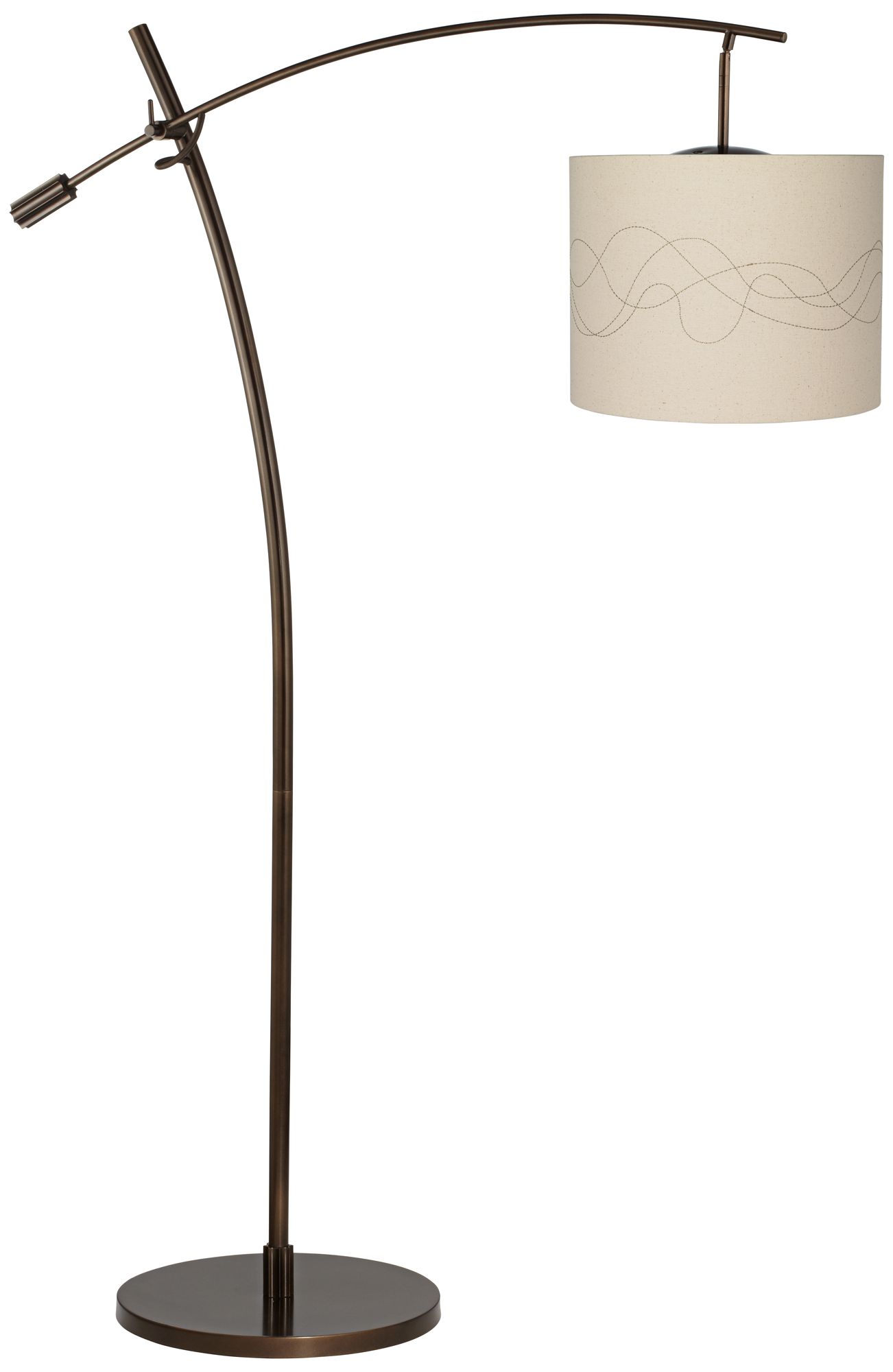 Tara Abstract Stitch Shade Balance Arm Arc Floor Lamp