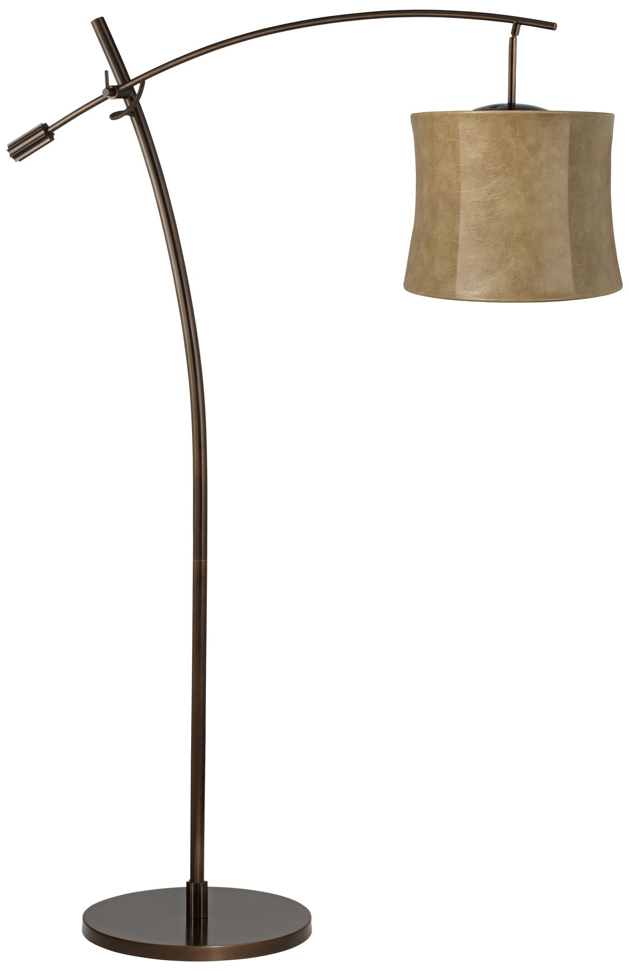 Tara Faux Leather Shade Balance Arm Arc Floor Lamp