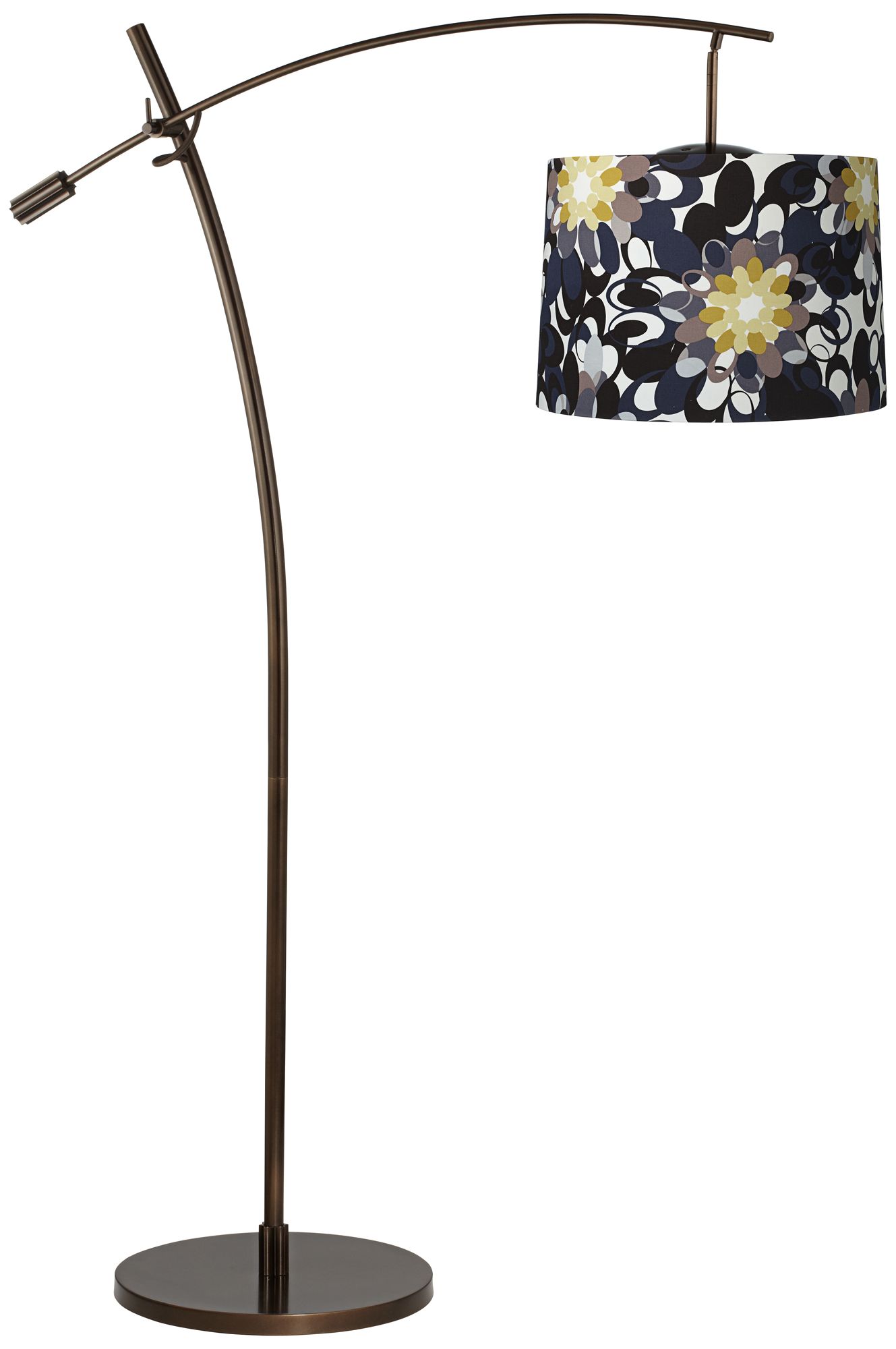 Tara Black and Olive Shade Balance Arm Arc Floor Lamp