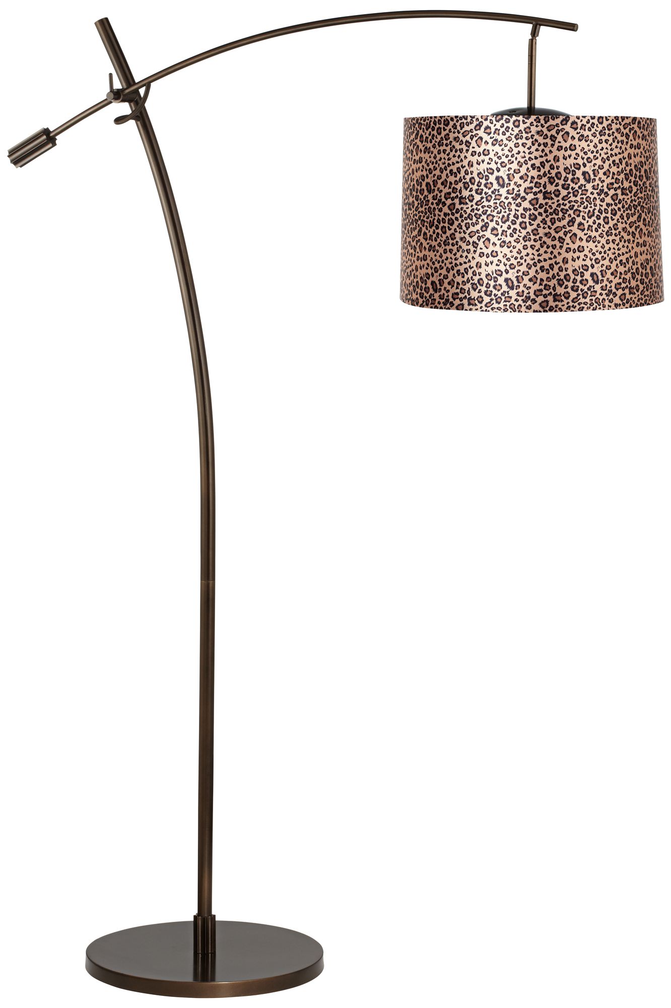 Tara Leopard Print Shade Balance Arm Arc Floor Lamp