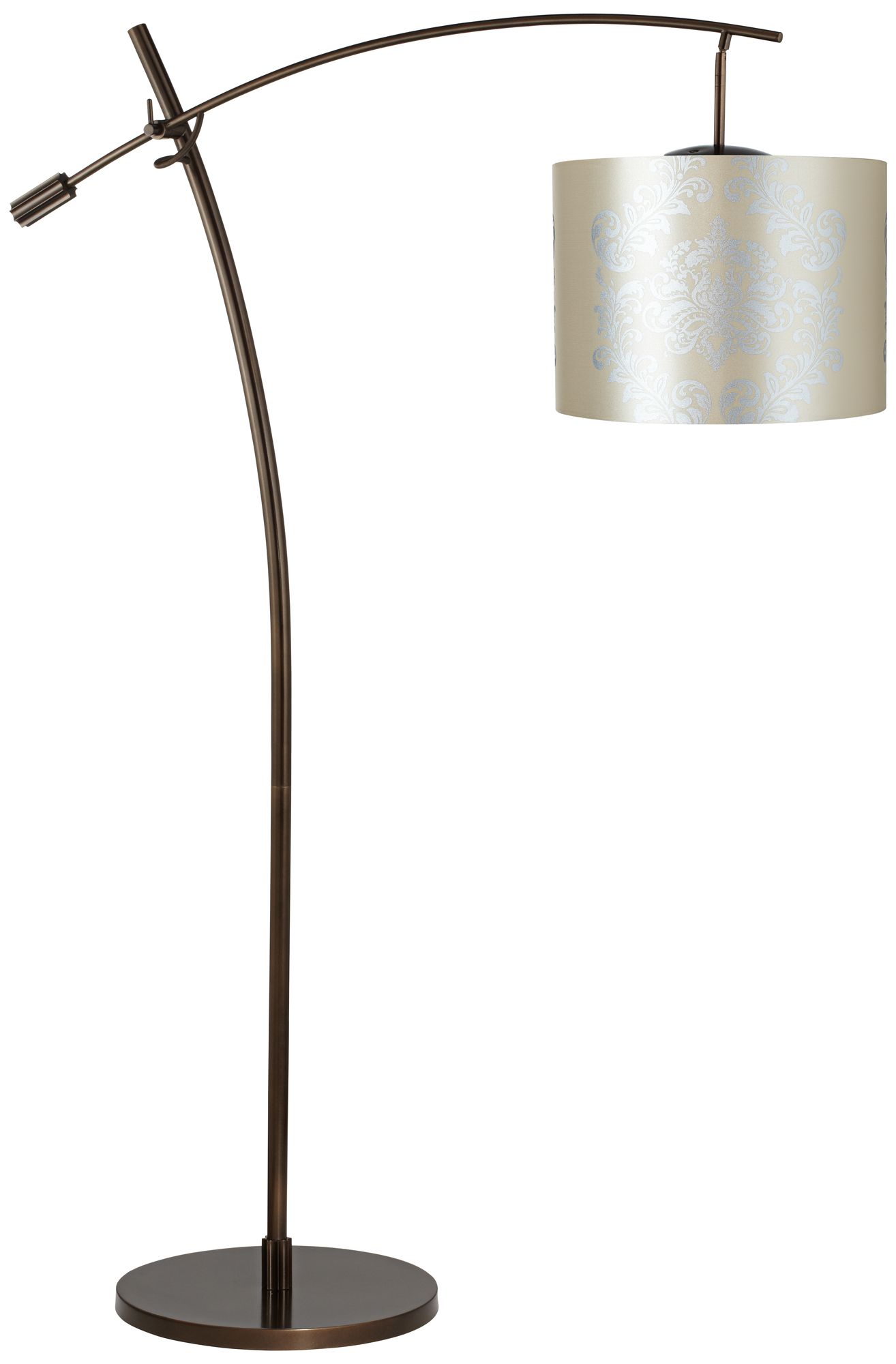 Tara Silver Graphic Shade Balance Arm Arc Floor Lamp